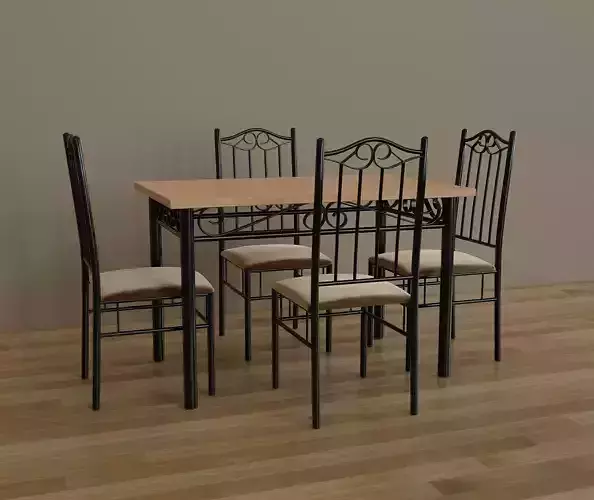 Kitchen dining furniture set Low-poly 3D model