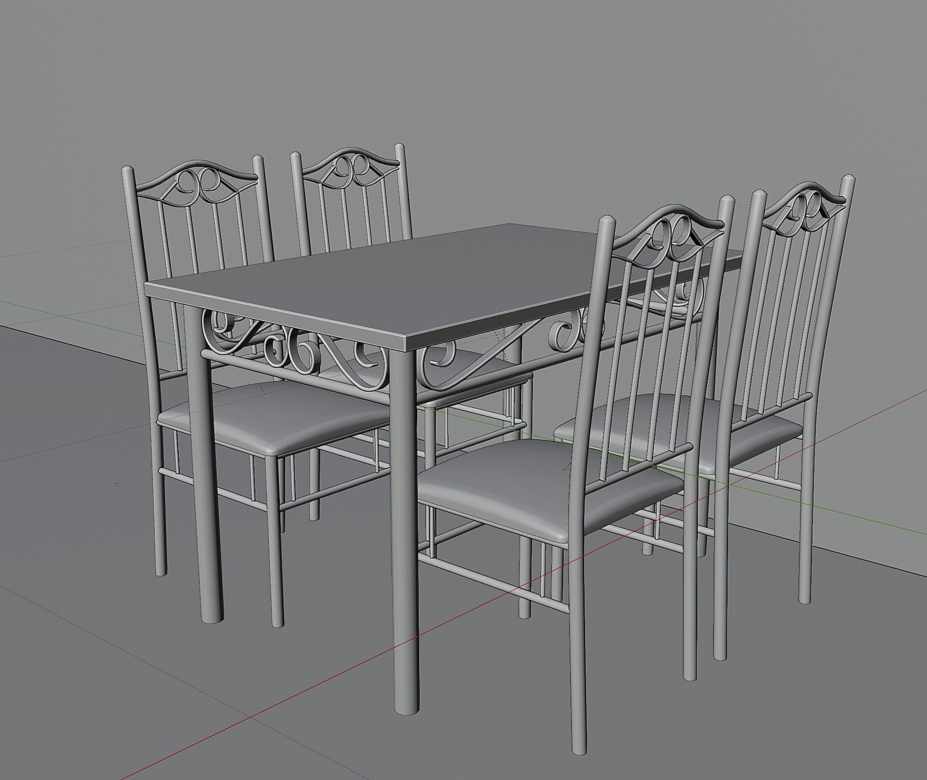 Kitchen dining furniture set Low-poly 3D model_5