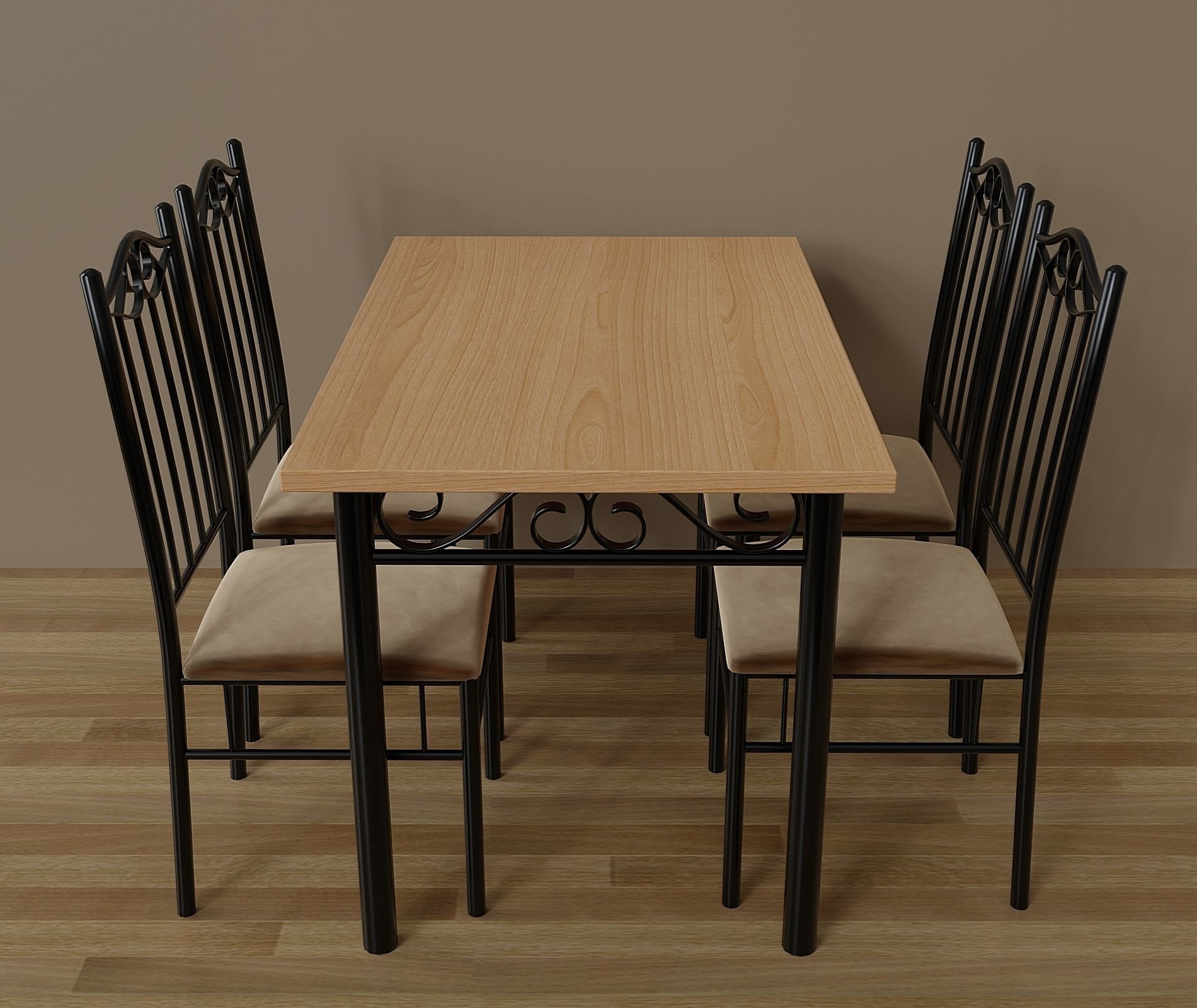 Kitchen dining furniture set Low-poly 3D model_2