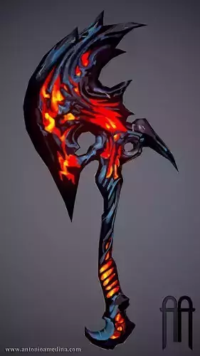 Hand Painted Game Axe Low-poly 3D model