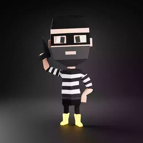 Low Poly Rigged and Animated Theif 3D Model Low-poly 3D model