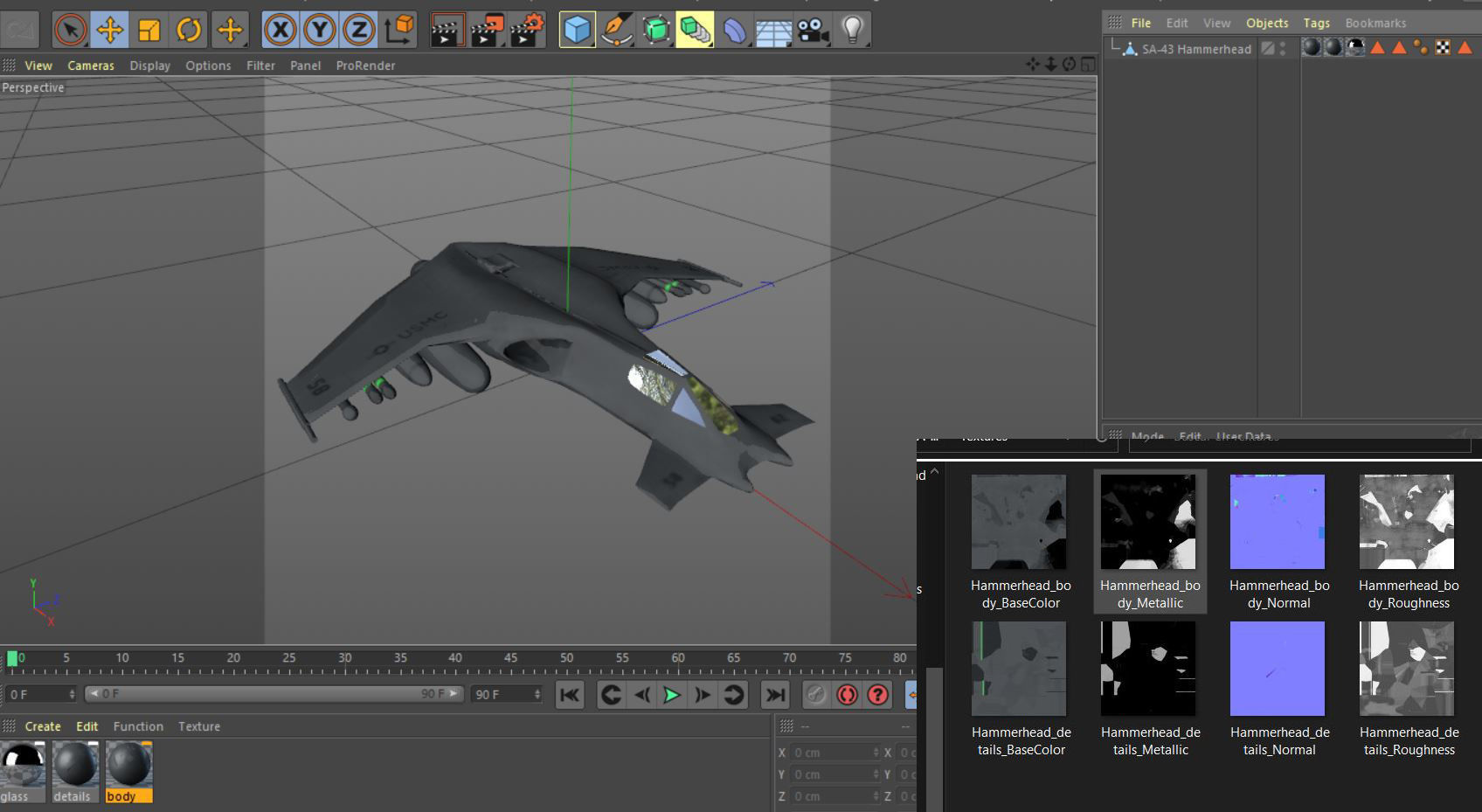 SA-43 Hammerhead spaceship 3D model_8