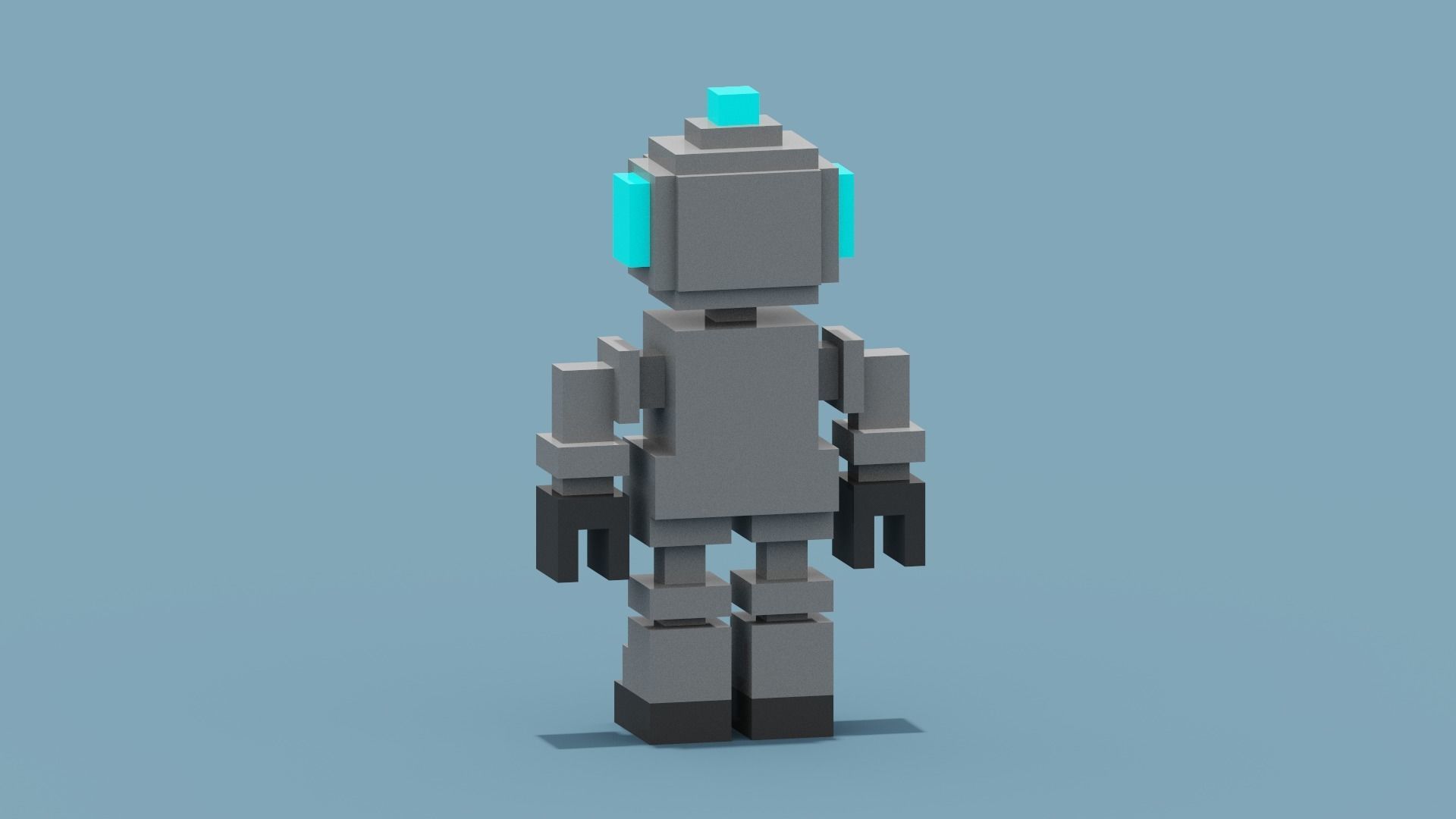 Voxel Robot Low-poly 3D model_6
