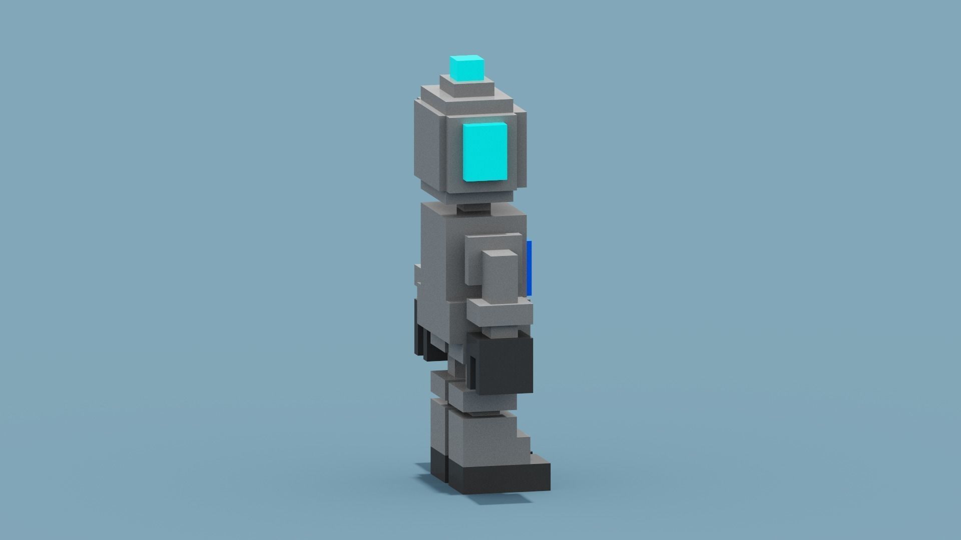 Voxel Robot Low-poly 3D model_9