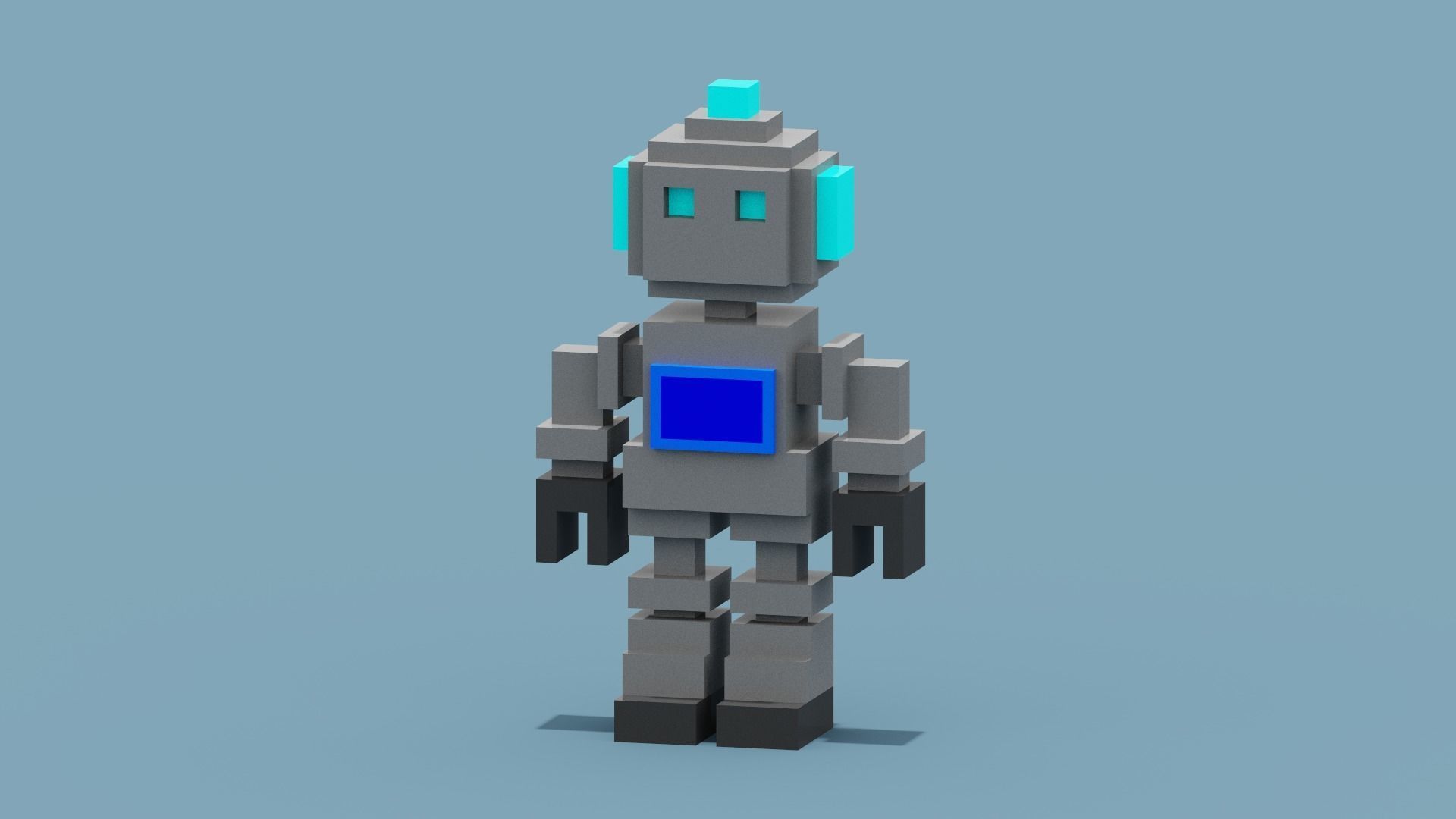 Voxel Robot Low-poly 3D model_1