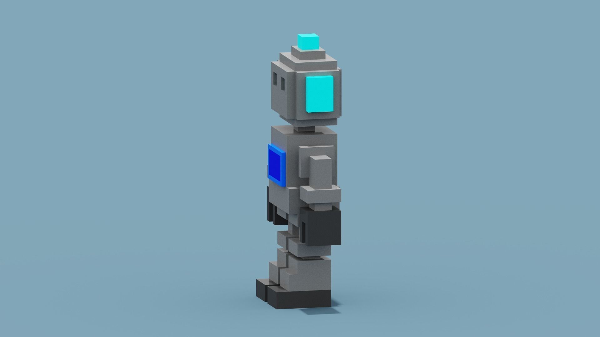 Voxel Robot Low-poly 3D model_3