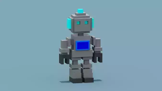 Voxel Robot Low-poly 3D model