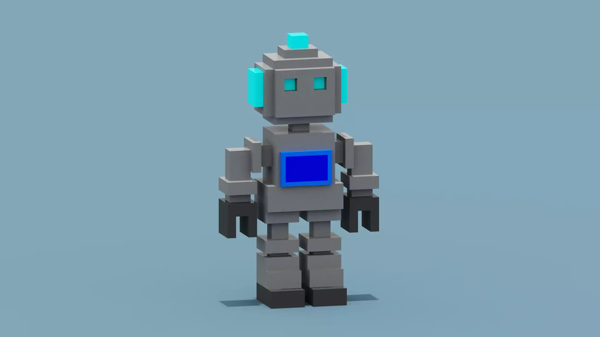 Voxel Robot Low-poly 3D model_0
