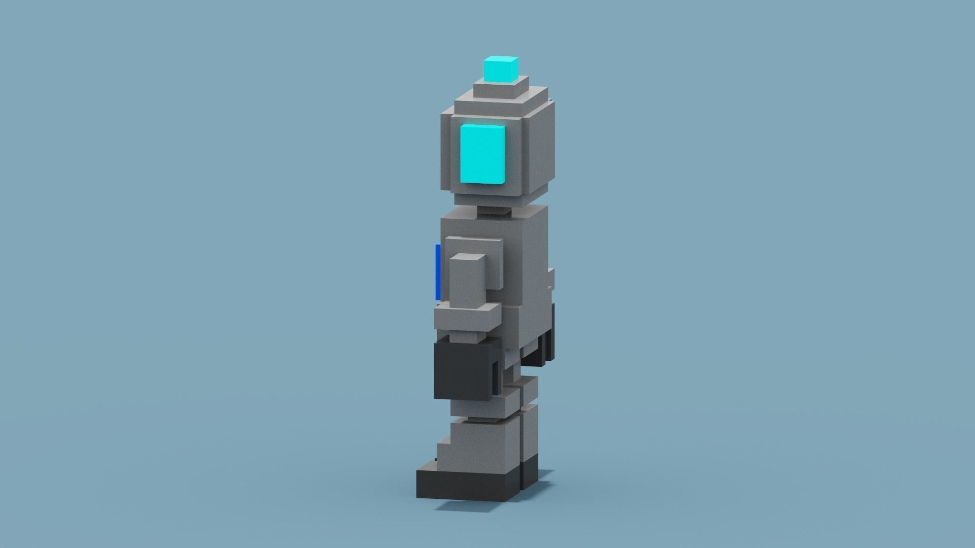 Voxel Robot Low-poly 3D model_4