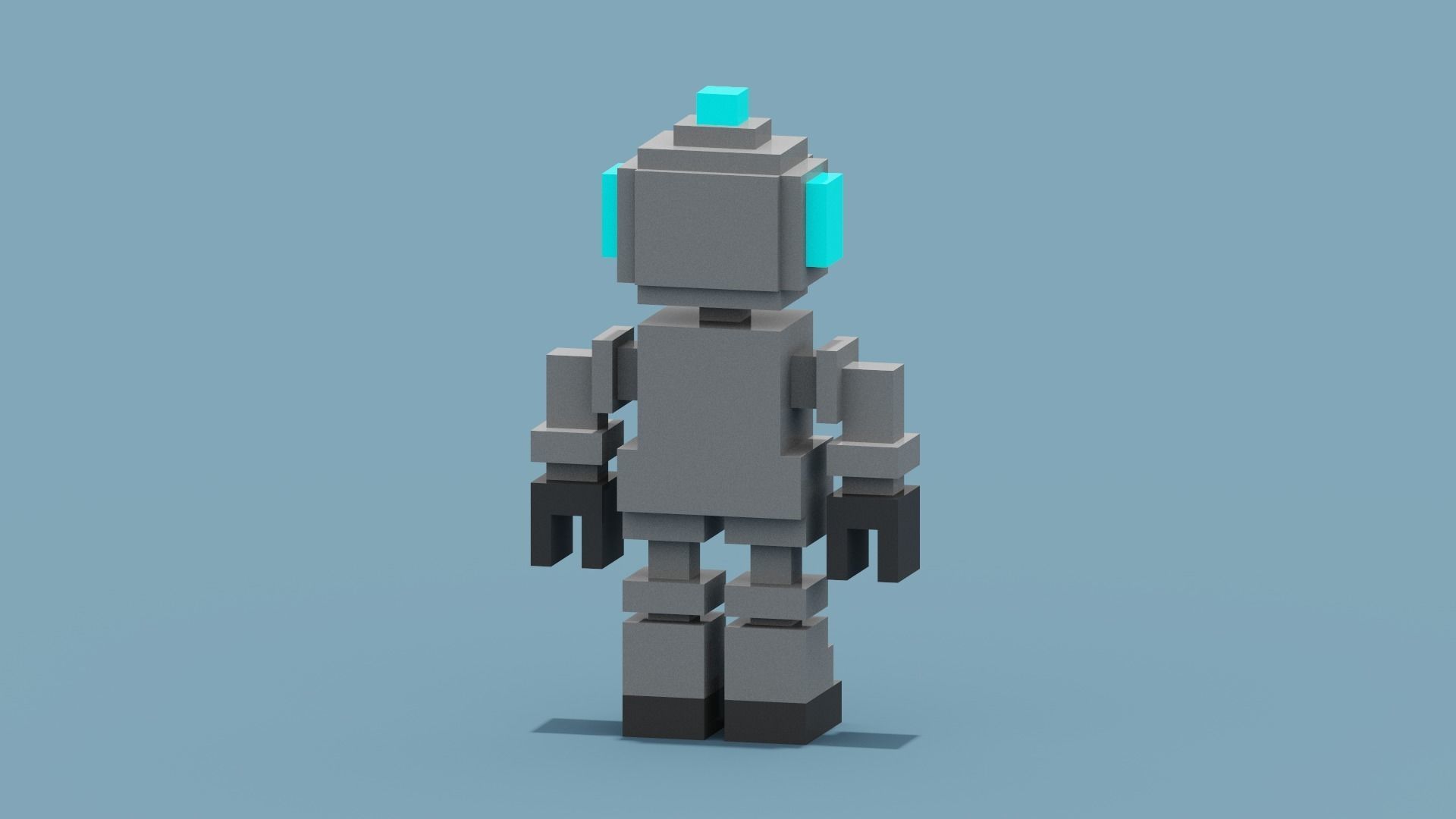 Voxel Robot Low-poly 3D model_7