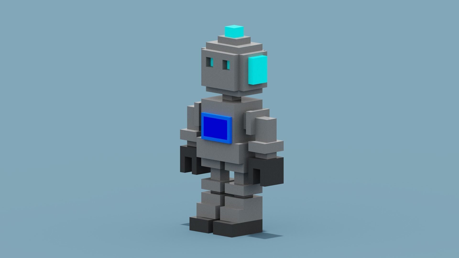 Voxel Robot Low-poly 3D model_2