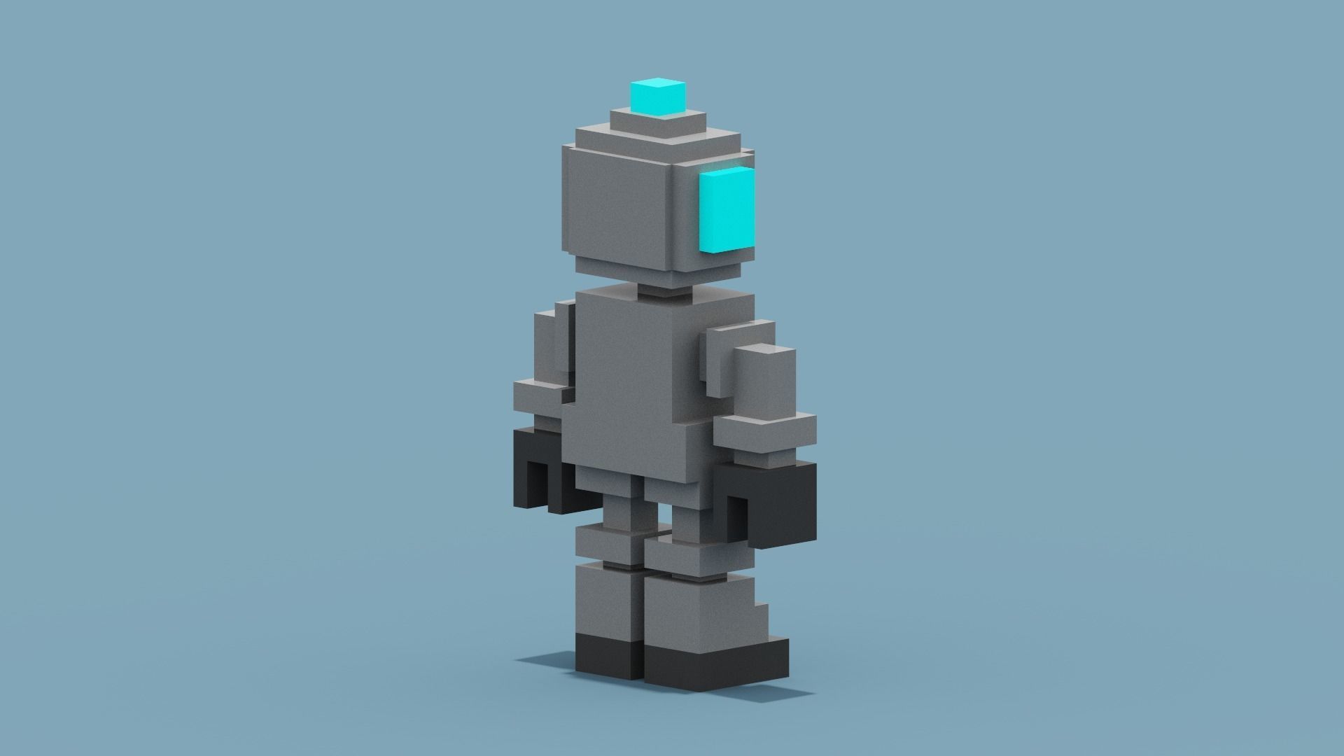 Voxel Robot Low-poly 3D model_8