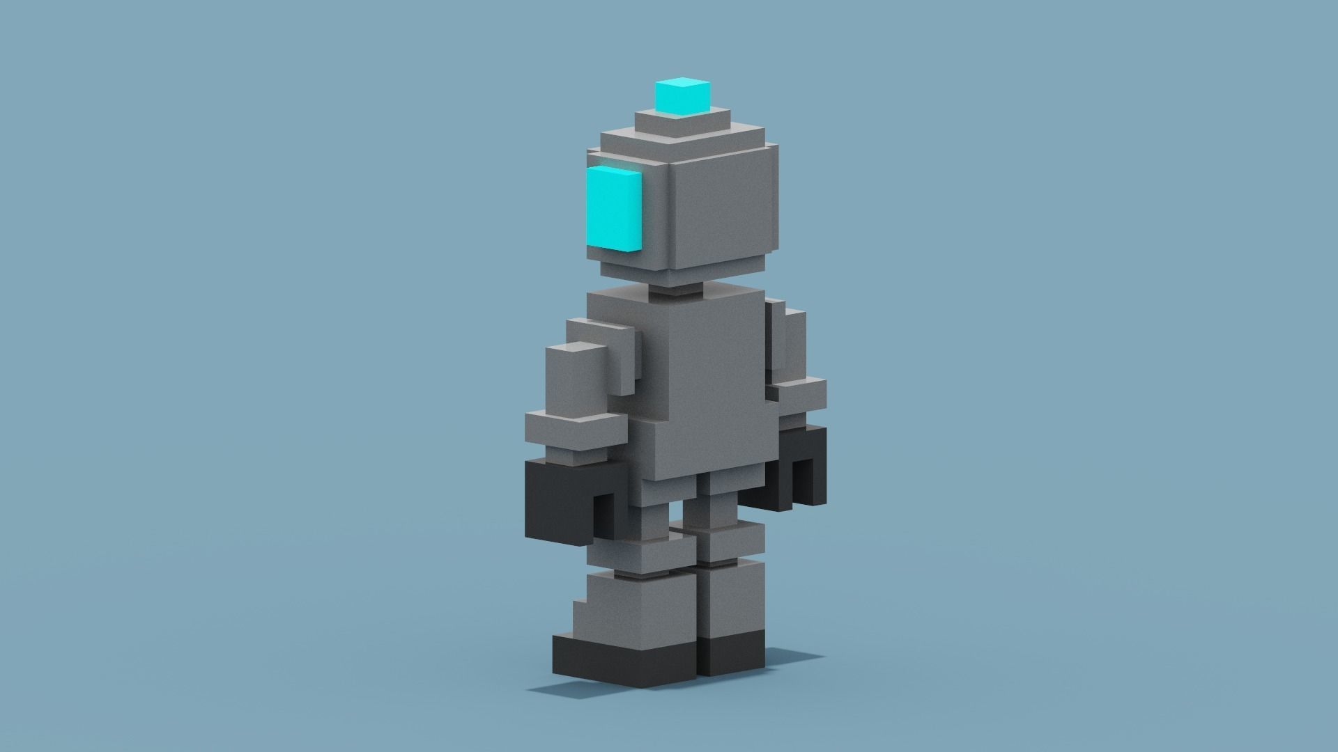 Voxel Robot Low-poly 3D model_5