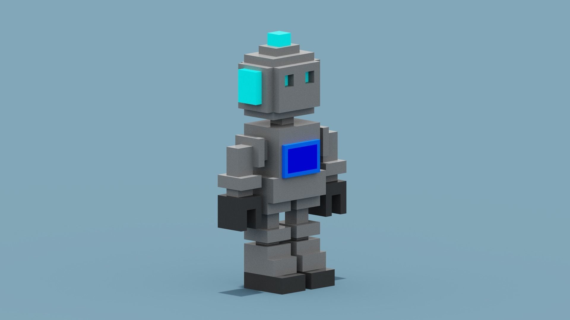 Voxel Robot Low-poly 3D model_11