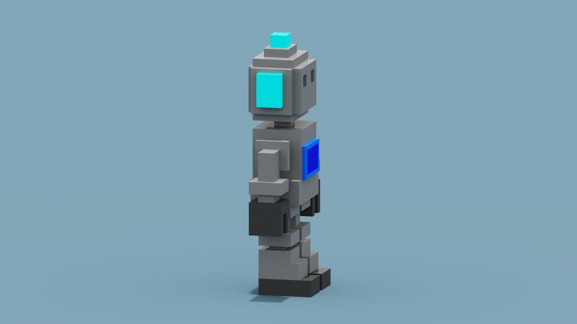 Voxel Robot Low-poly 3D model_10