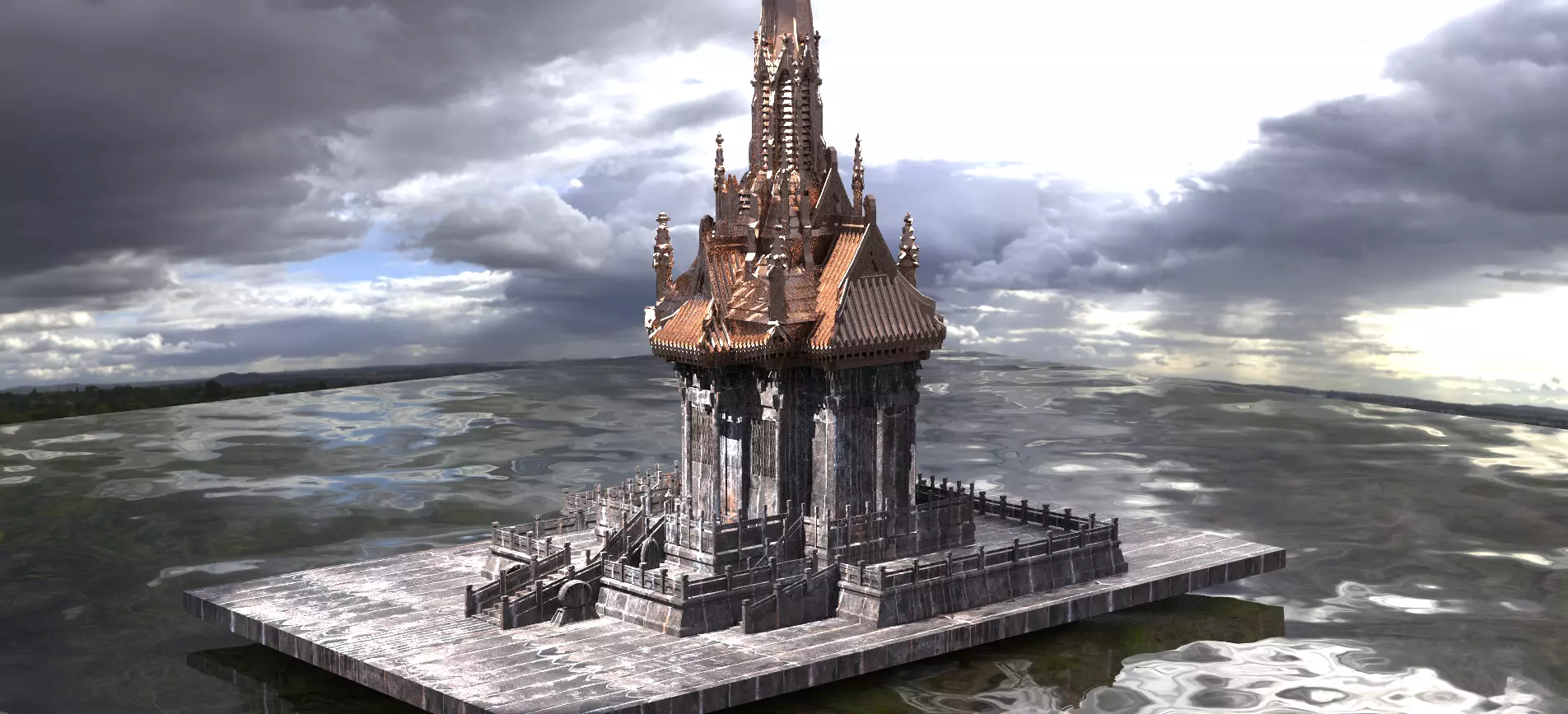 Japanese Temple Warrior Dome 4  3D model_0