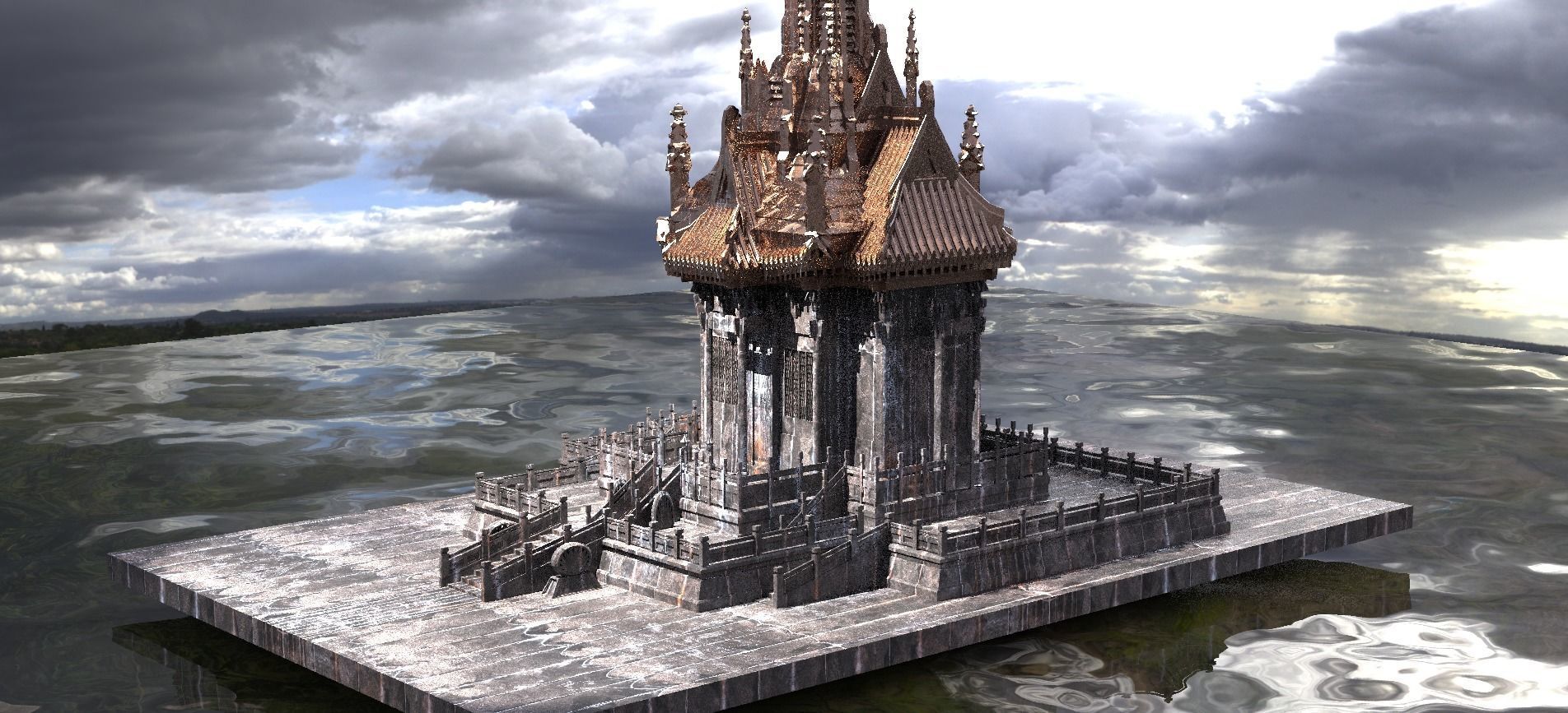 Japanese Temple Warrior Dome 4  3D model_1