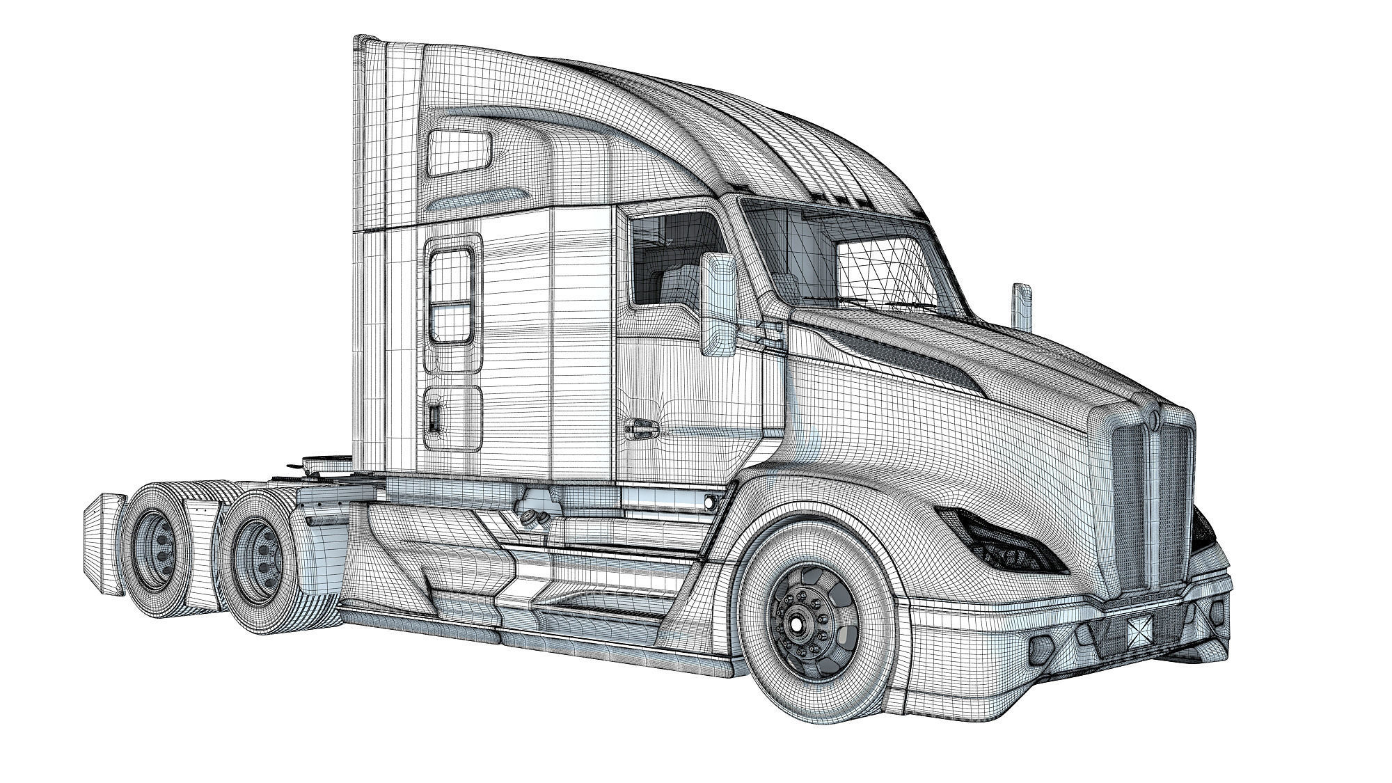 Generic Semi Truck 3D model_19