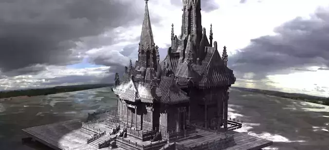 Japanese Temple Warrior retreat 3D model