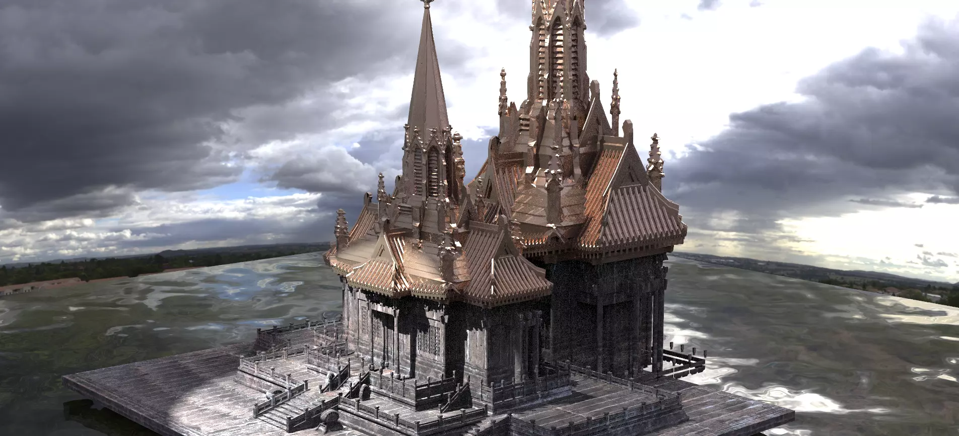 Japanese Temple Warrior Dome 5  3D model_0