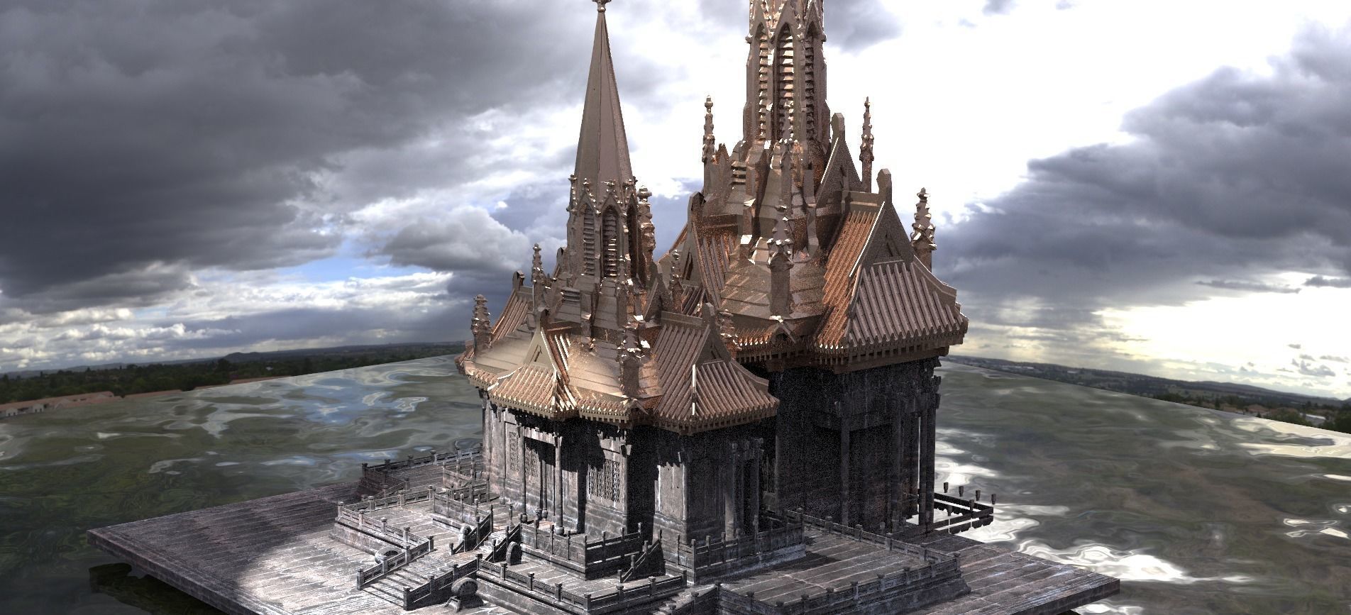 Japanese Temple Warrior Dome 5  3D model_1