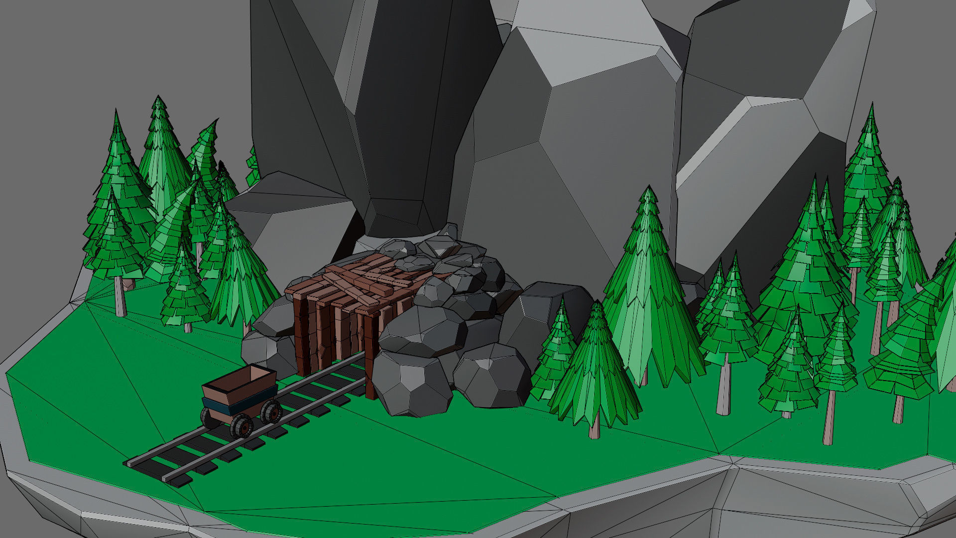 island 6 with house and trees Low-poly 3D model_6