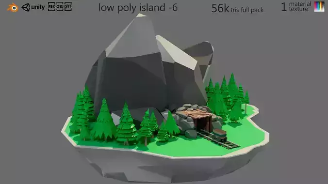 island 6 with house and trees