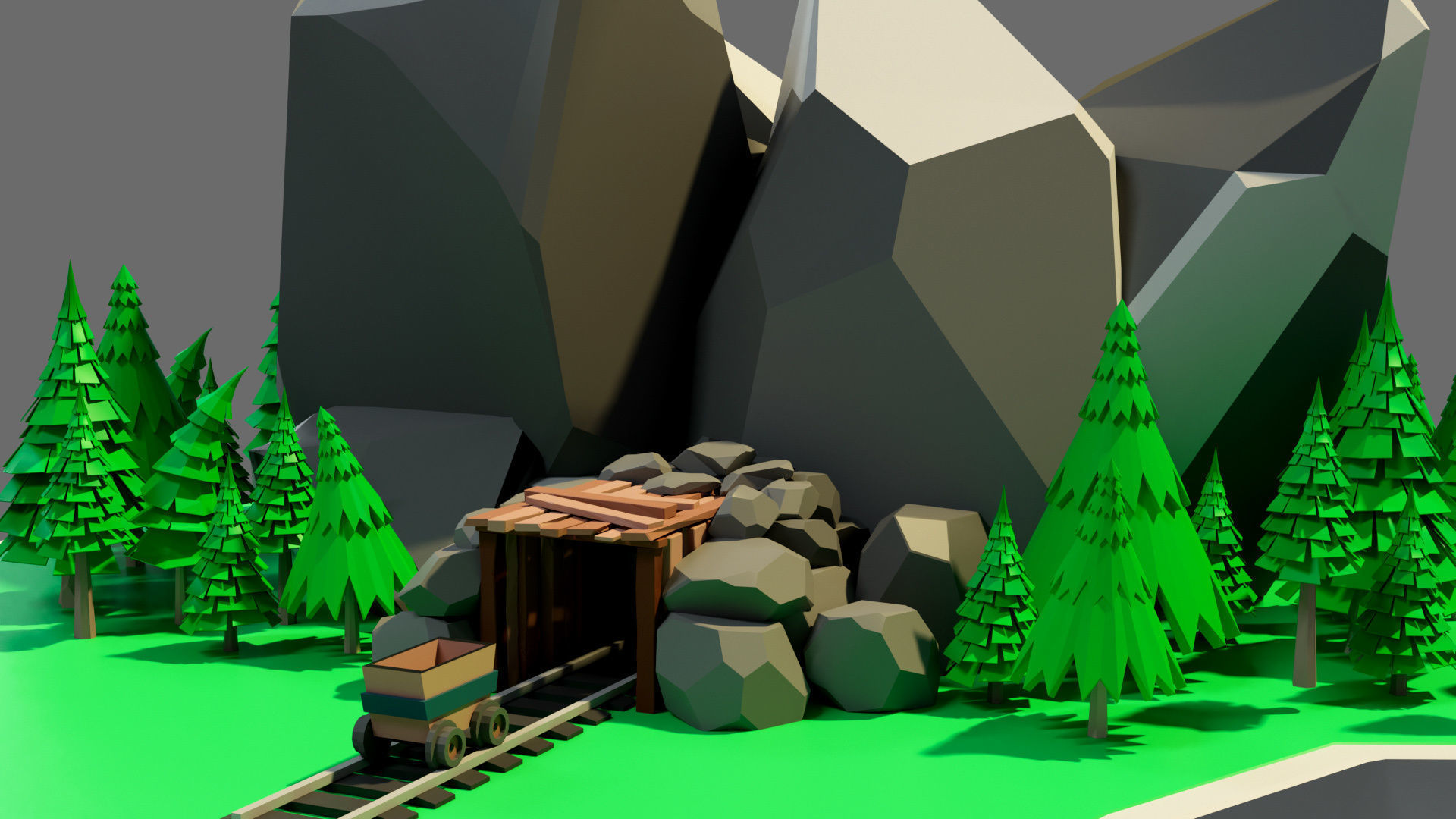 island 6 with house and trees Low-poly 3D model_4