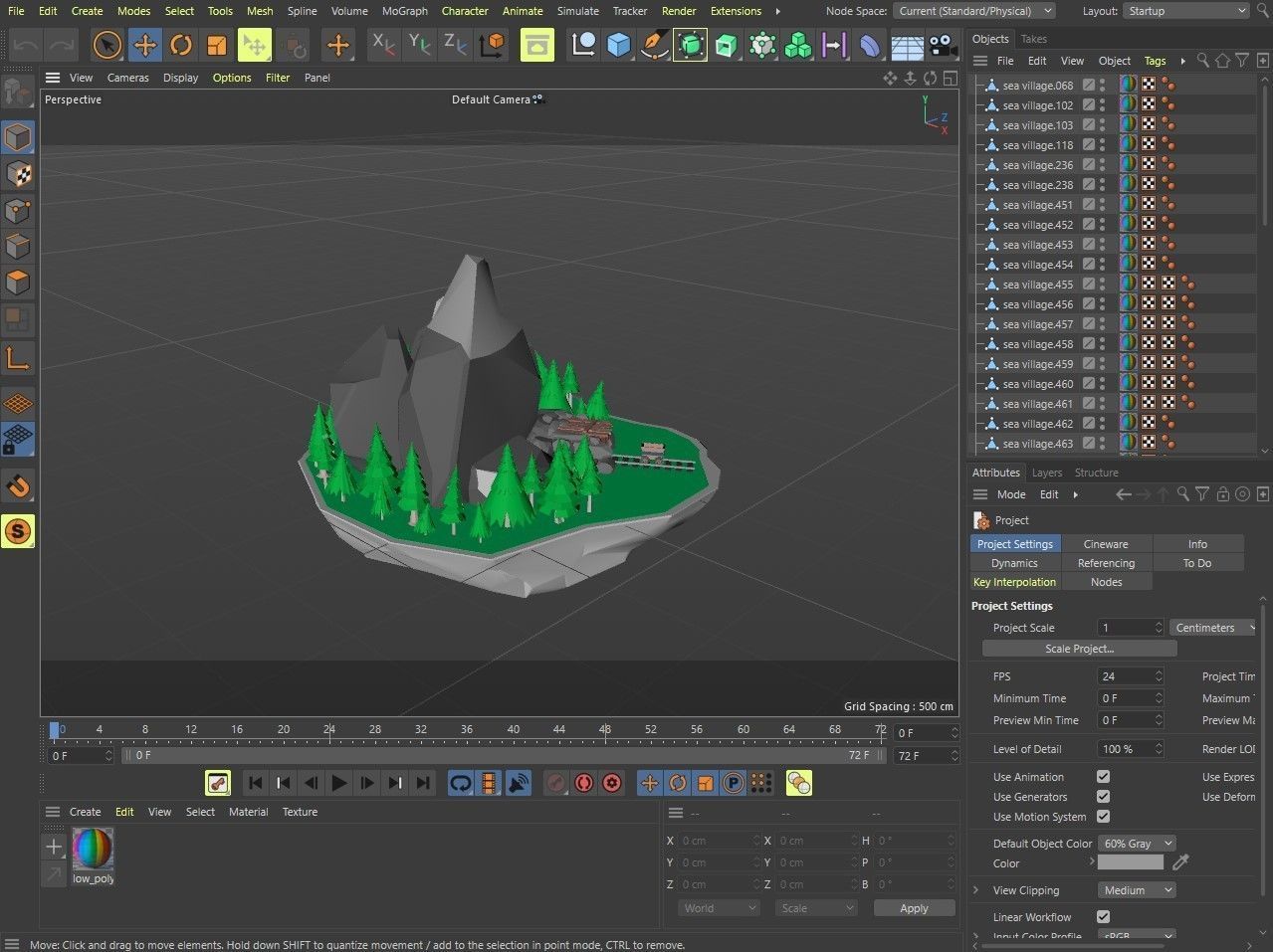 island 6 with house and trees Low-poly 3D model_9