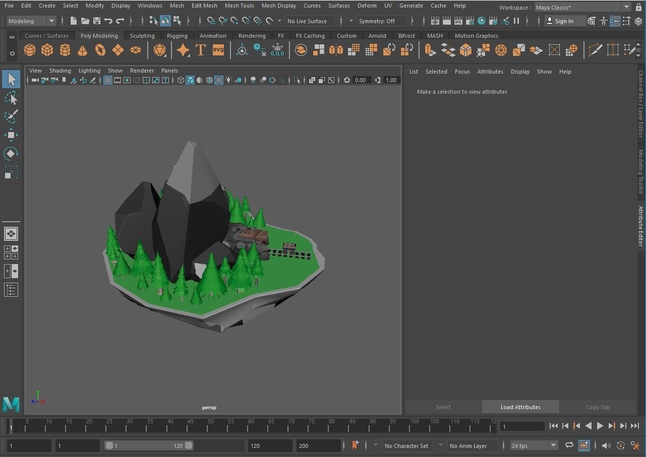 island 6 with house and trees Low-poly 3D model_8