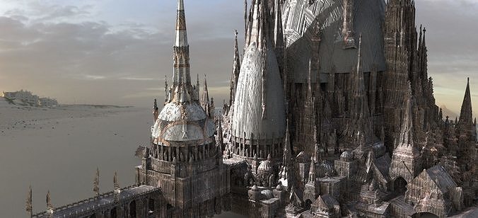 Barbarian Port City Grand Ocean city Kitbash 3D model