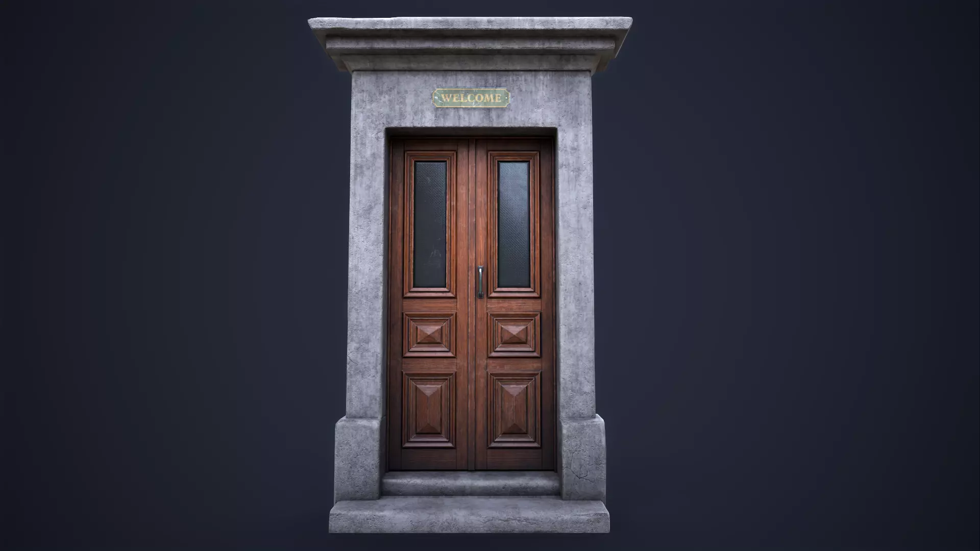 Old front small door Low-poly 3D model_0