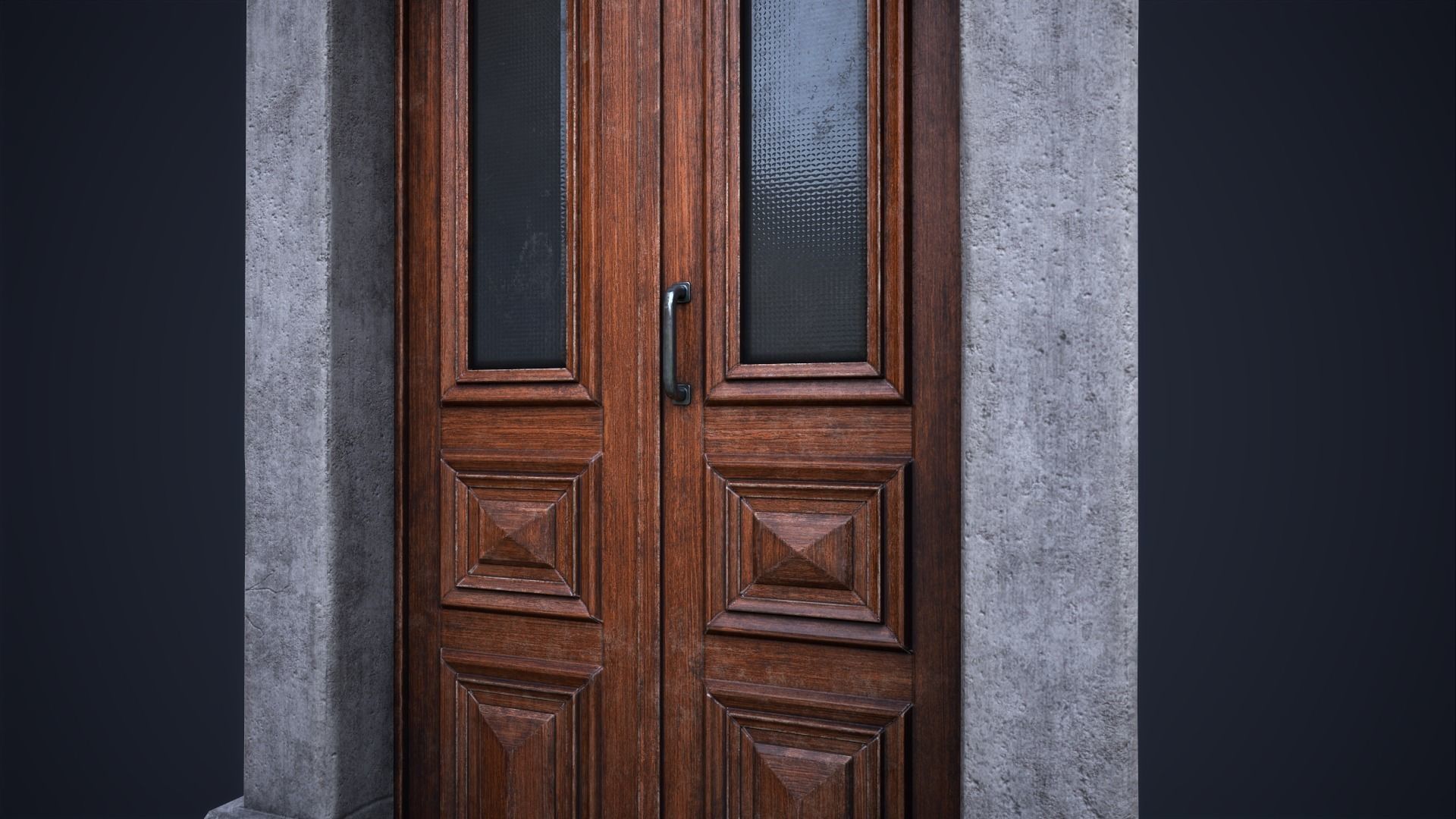 Old front small door Low-poly 3D model_5