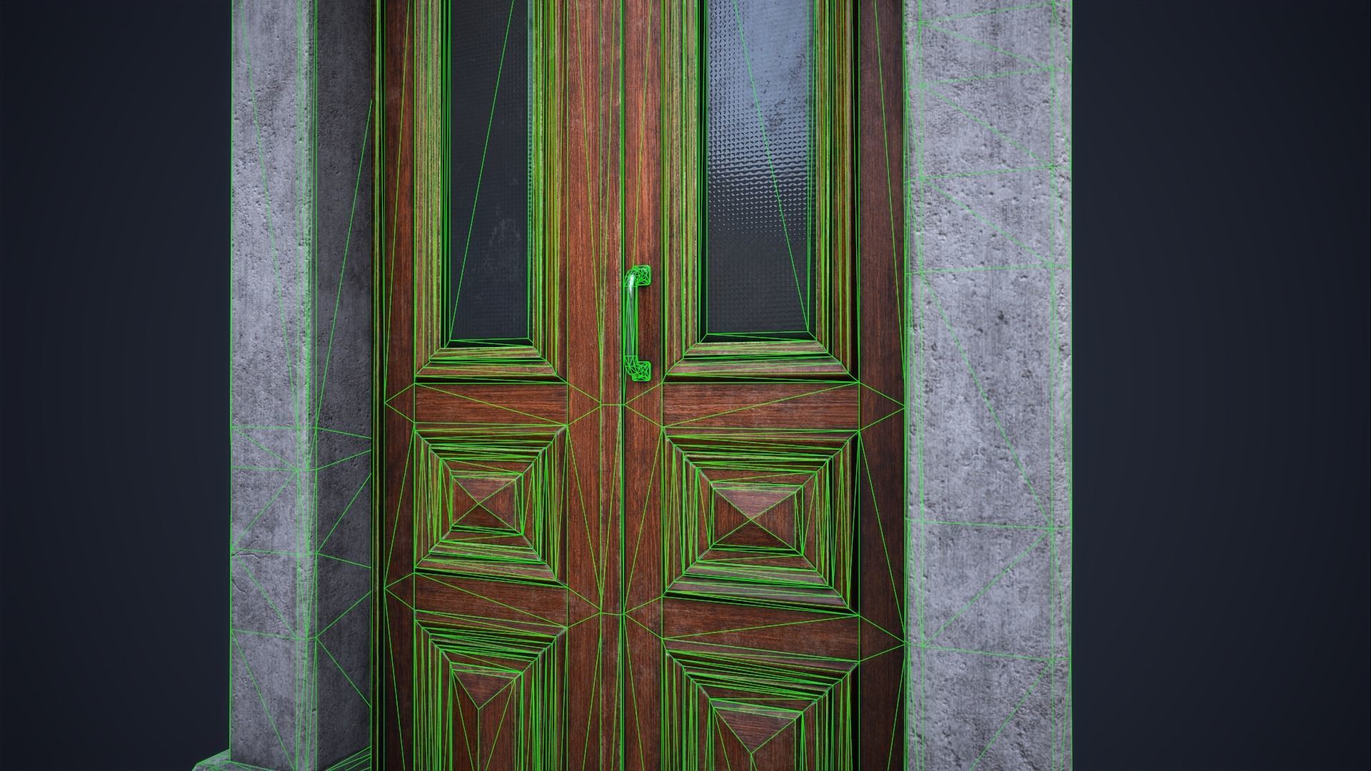 Old front small door Low-poly 3D model_13