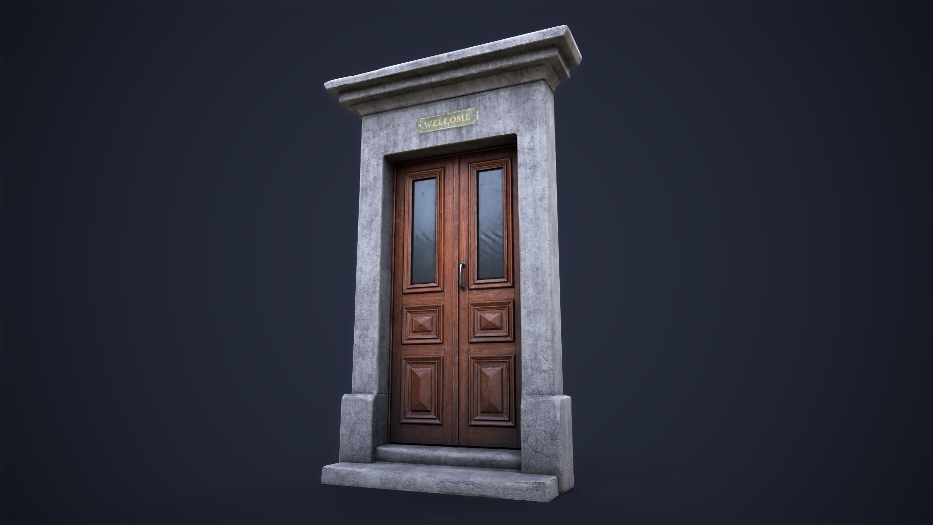 Old front small door Low-poly 3D model_7