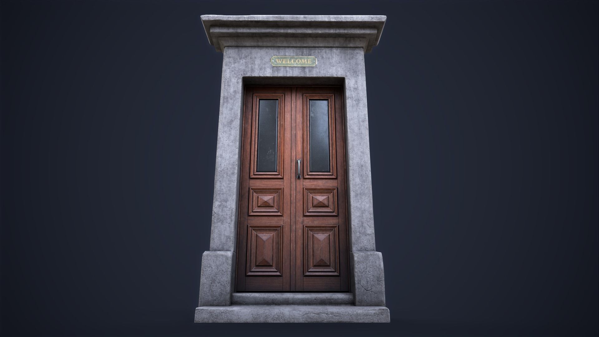 Old front small door Low-poly 3D model_2