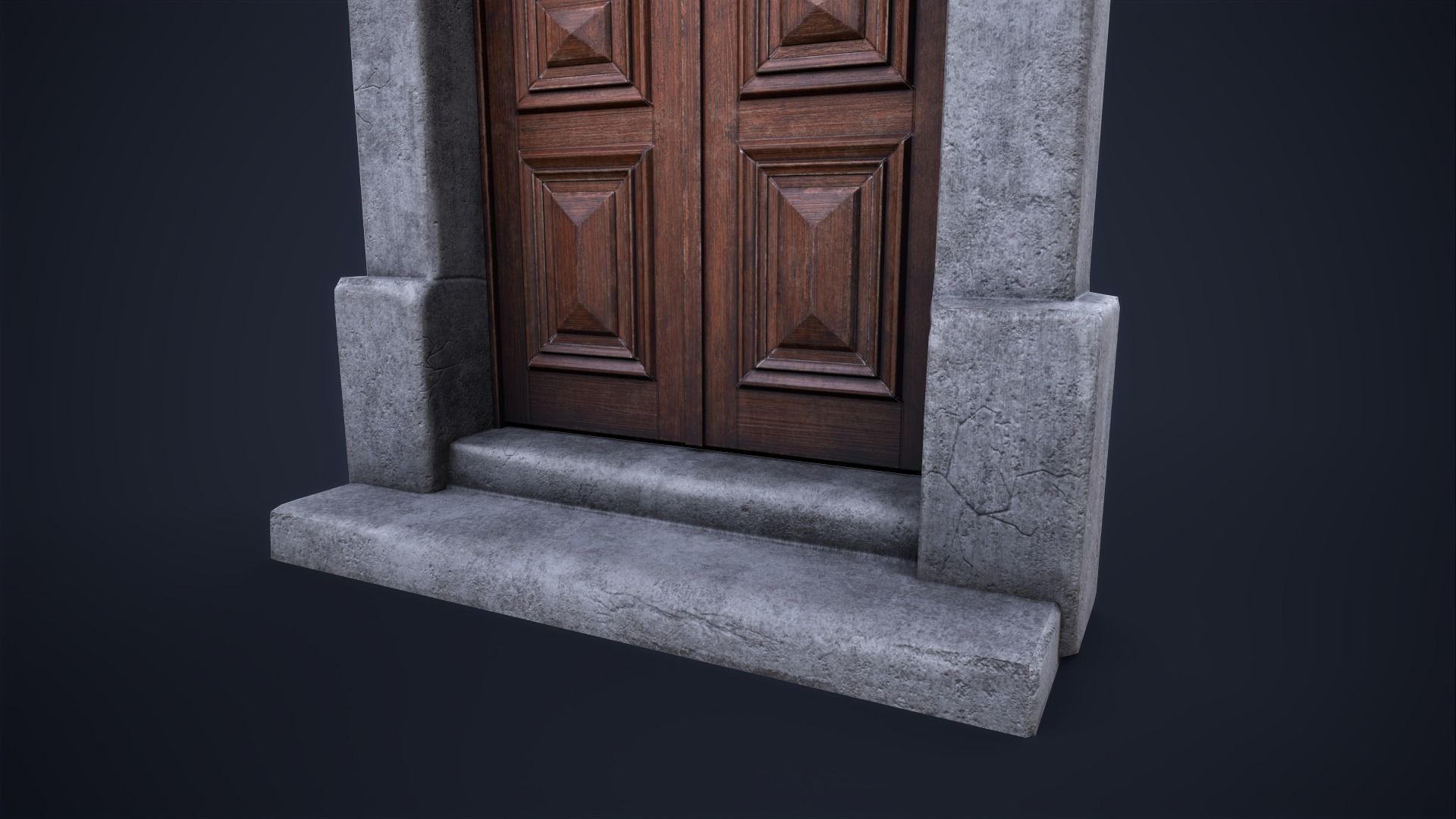 Old front small door Low-poly 3D model_4