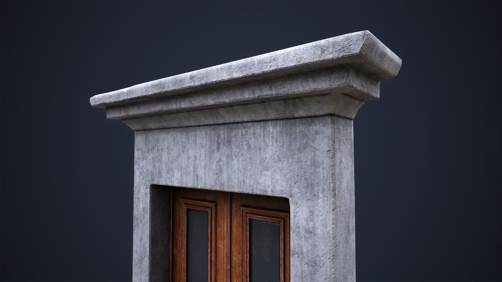 Old front small door Low-poly 3D model_10