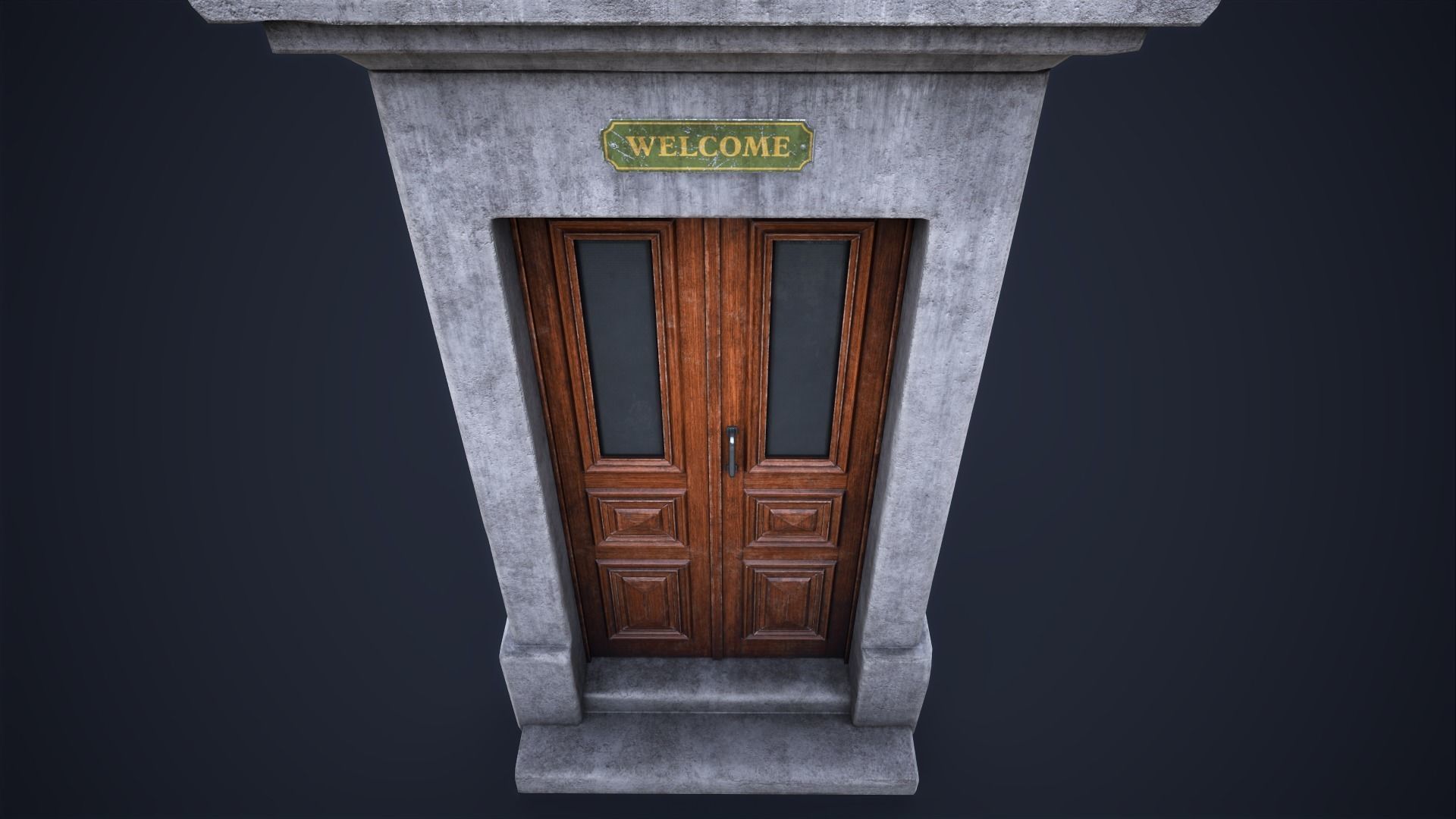 Old front small door Low-poly 3D model_8