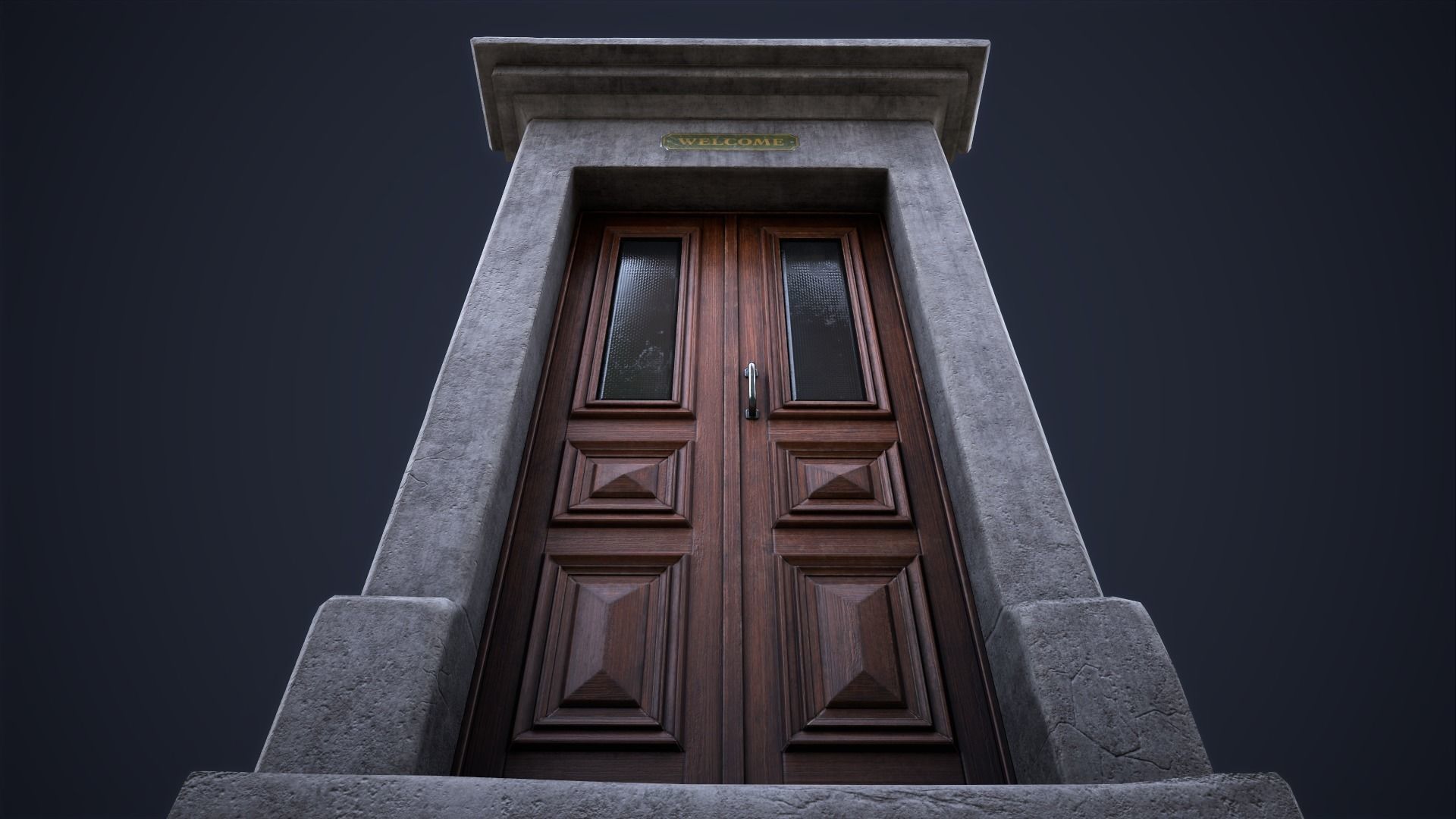 Old front small door Low-poly 3D model_6