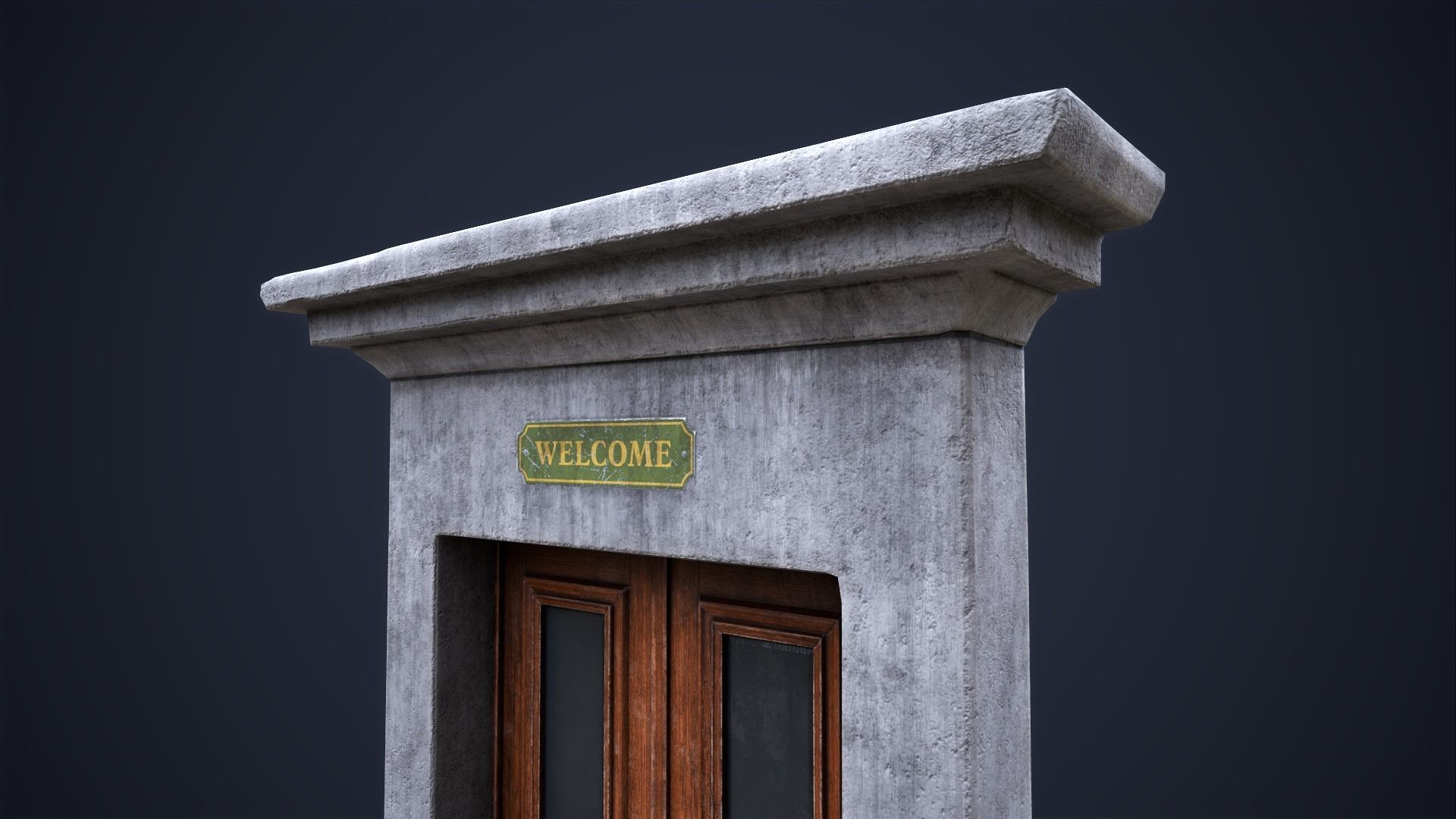 Old front small door Low-poly 3D model_9
