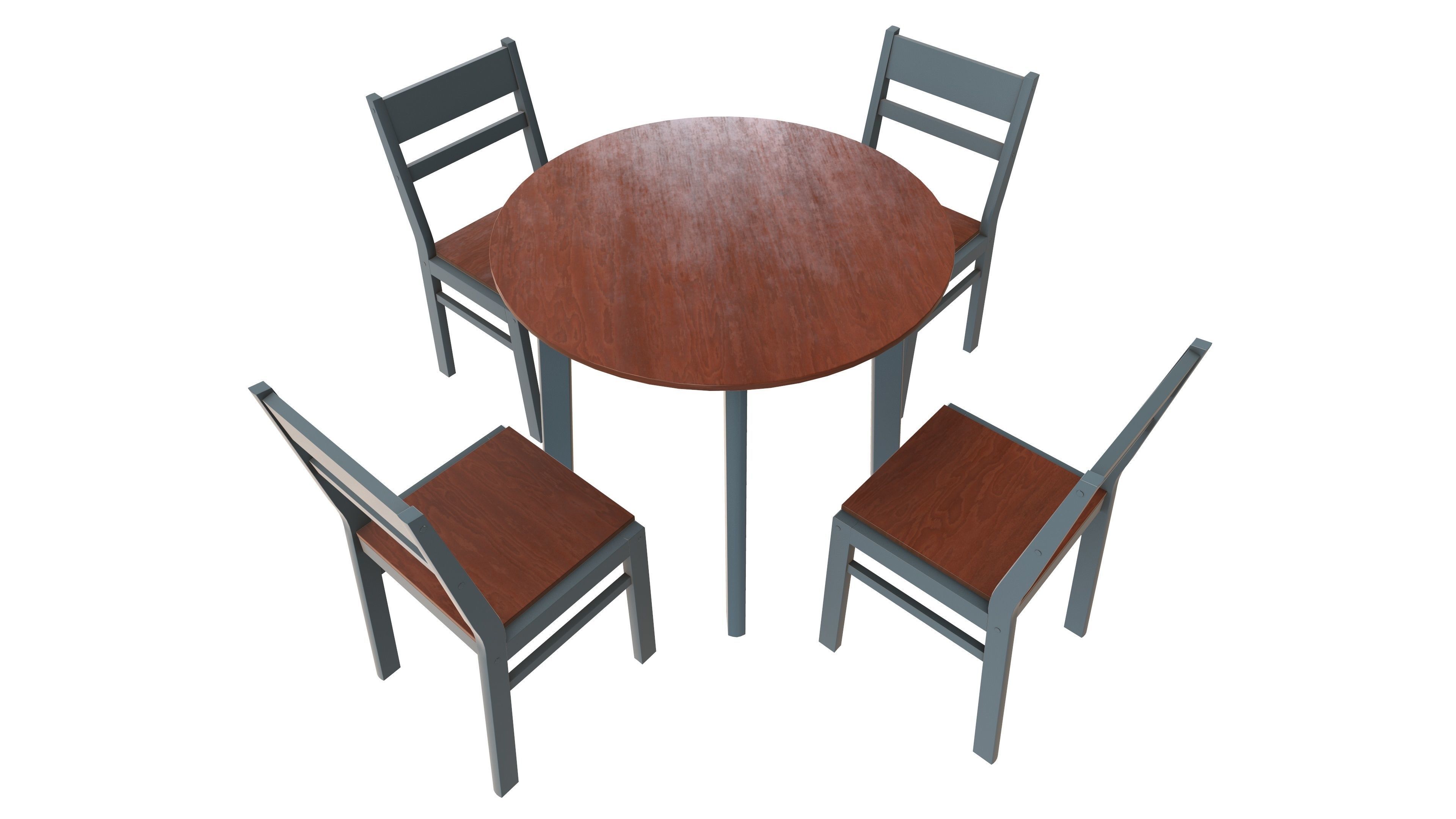 Dining Table with Chair 3d Model VR Low-poly 3D model_12