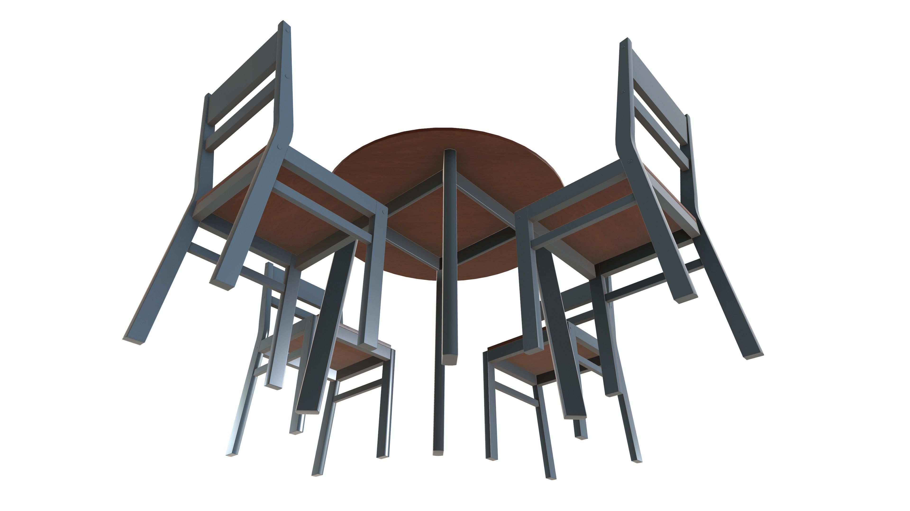 Dining Table with Chair 3d Model VR Low-poly 3D model_5
