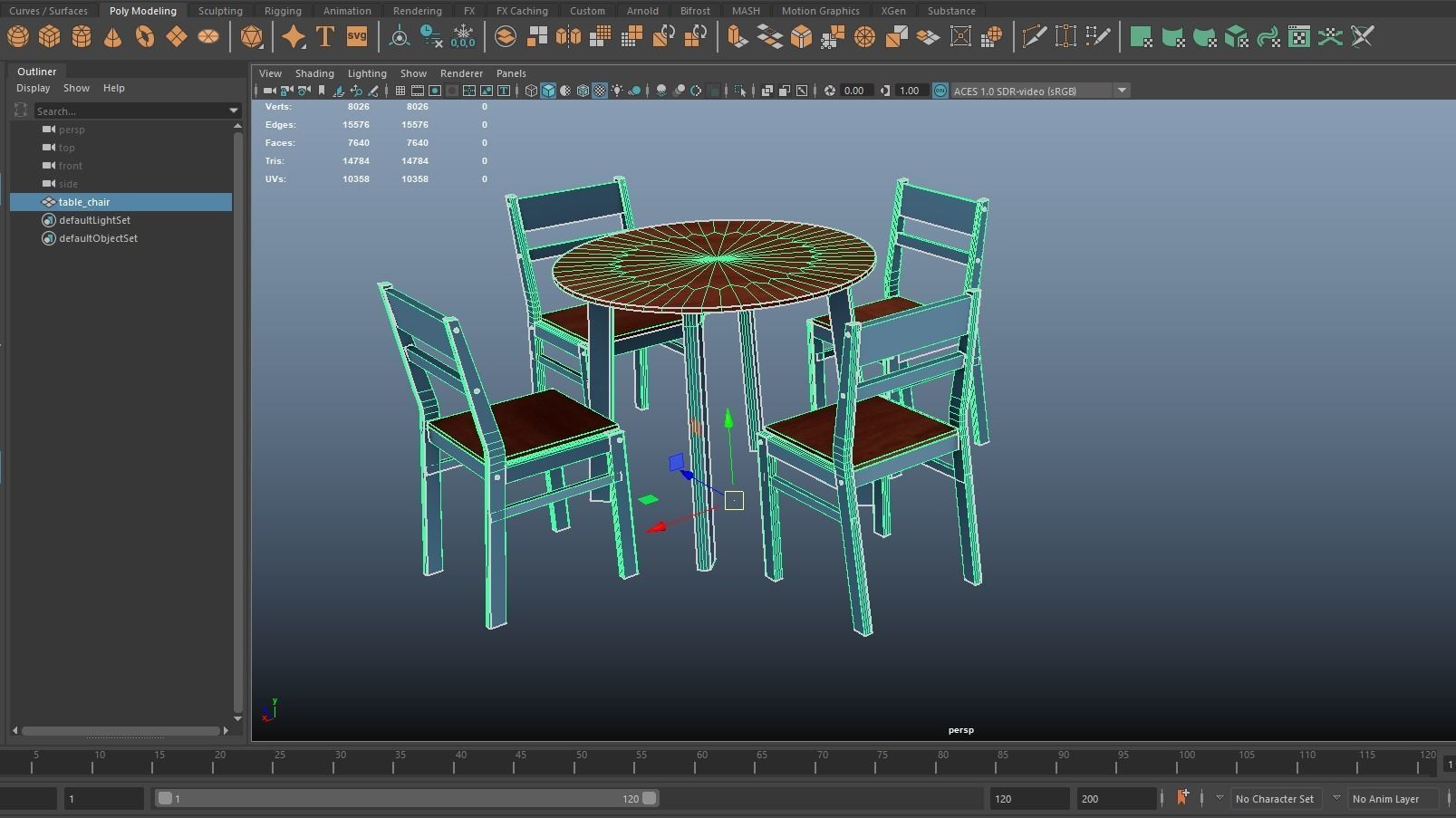 Dining Table with Chair 3d Model VR Low-poly 3D model_15