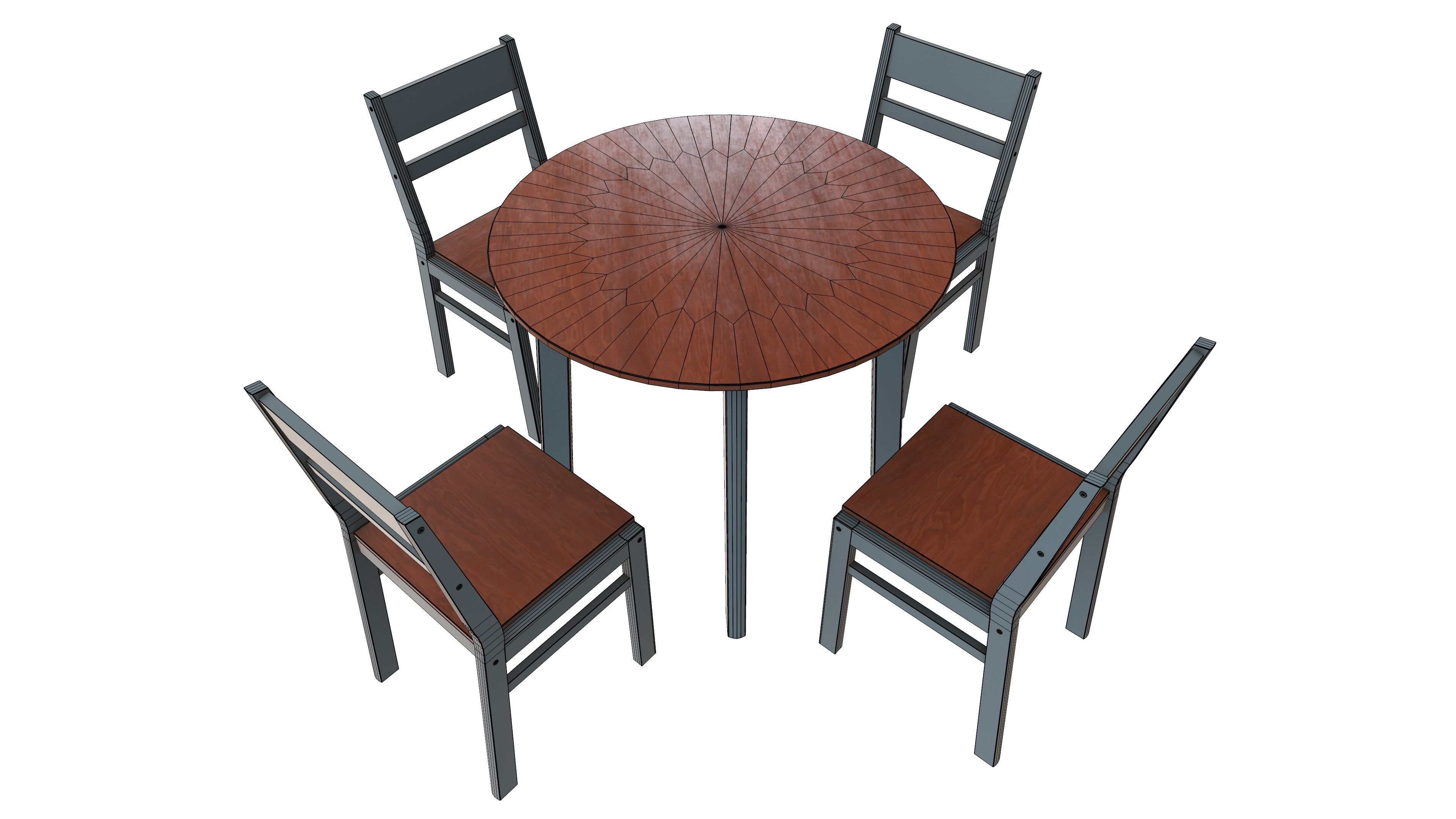 Dining Table with Chair 3d Model VR Low-poly 3D model_13