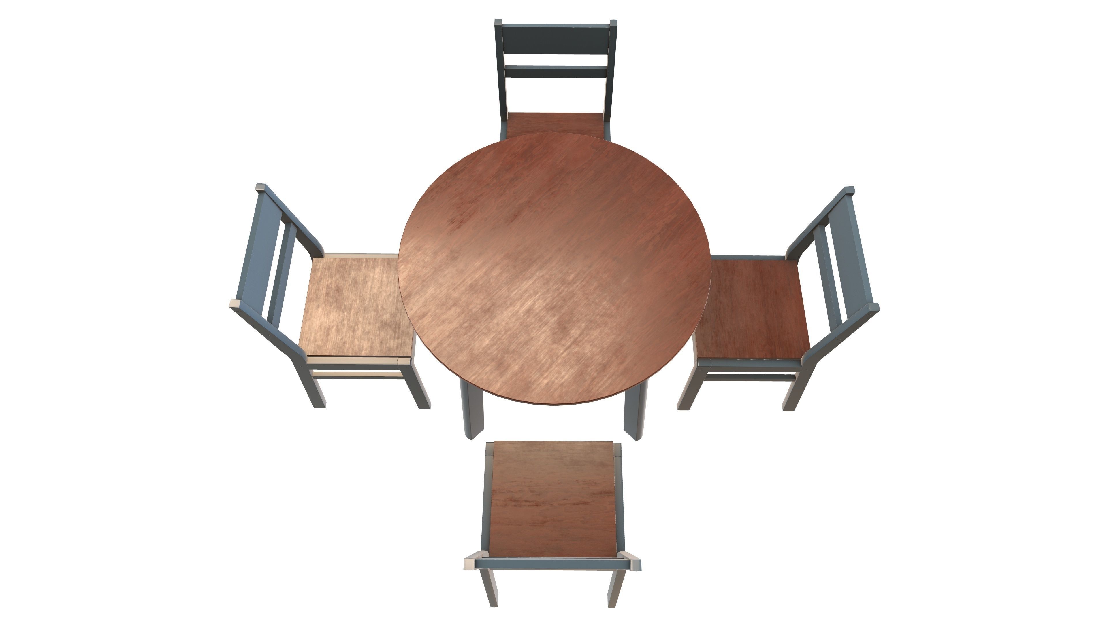 Dining Table with Chair 3d Model VR Low-poly 3D model_11