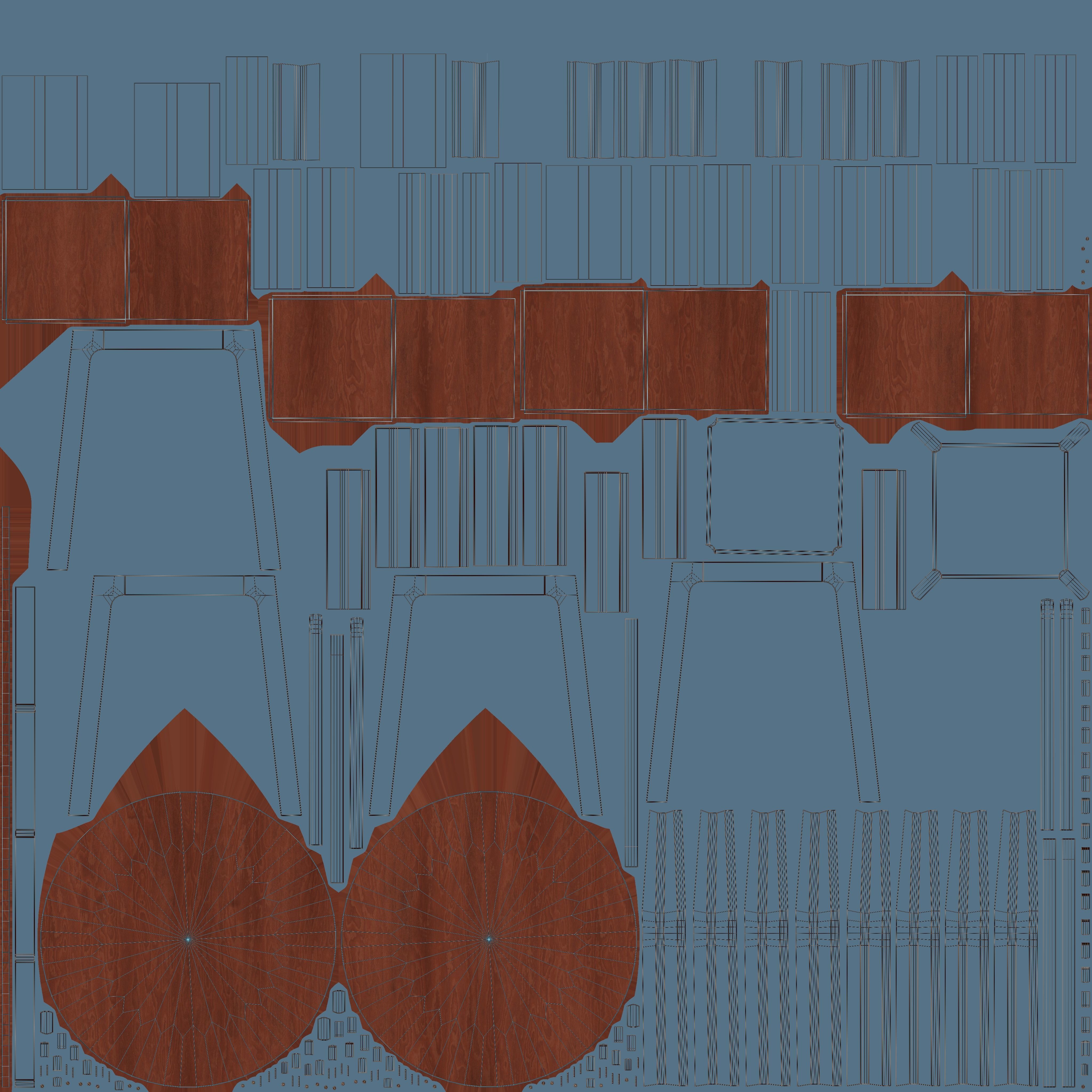 Dining Table with Chair 3d Model VR Low-poly 3D model_14