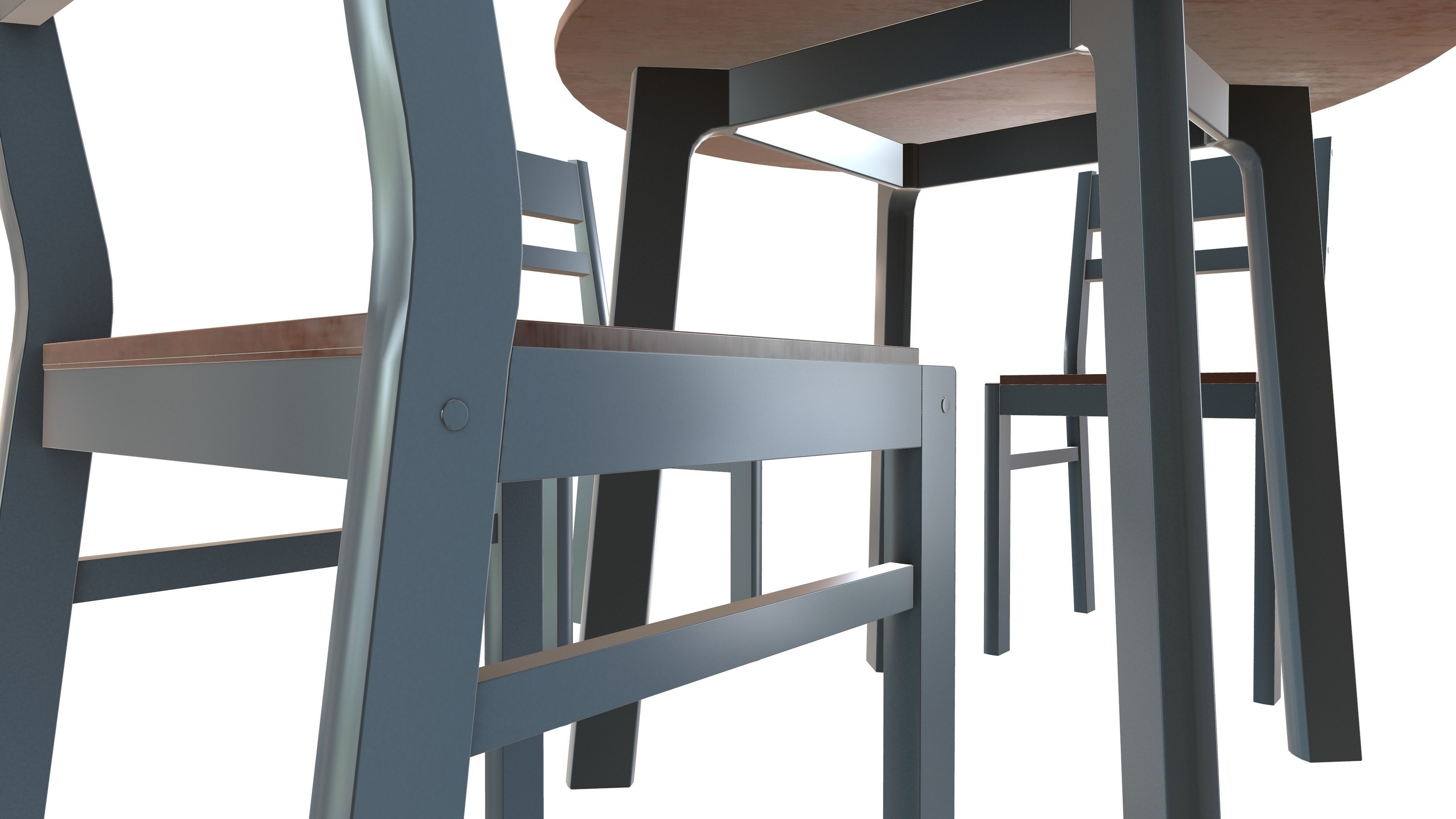Dining Table with Chair 3d Model VR Low-poly 3D model_6