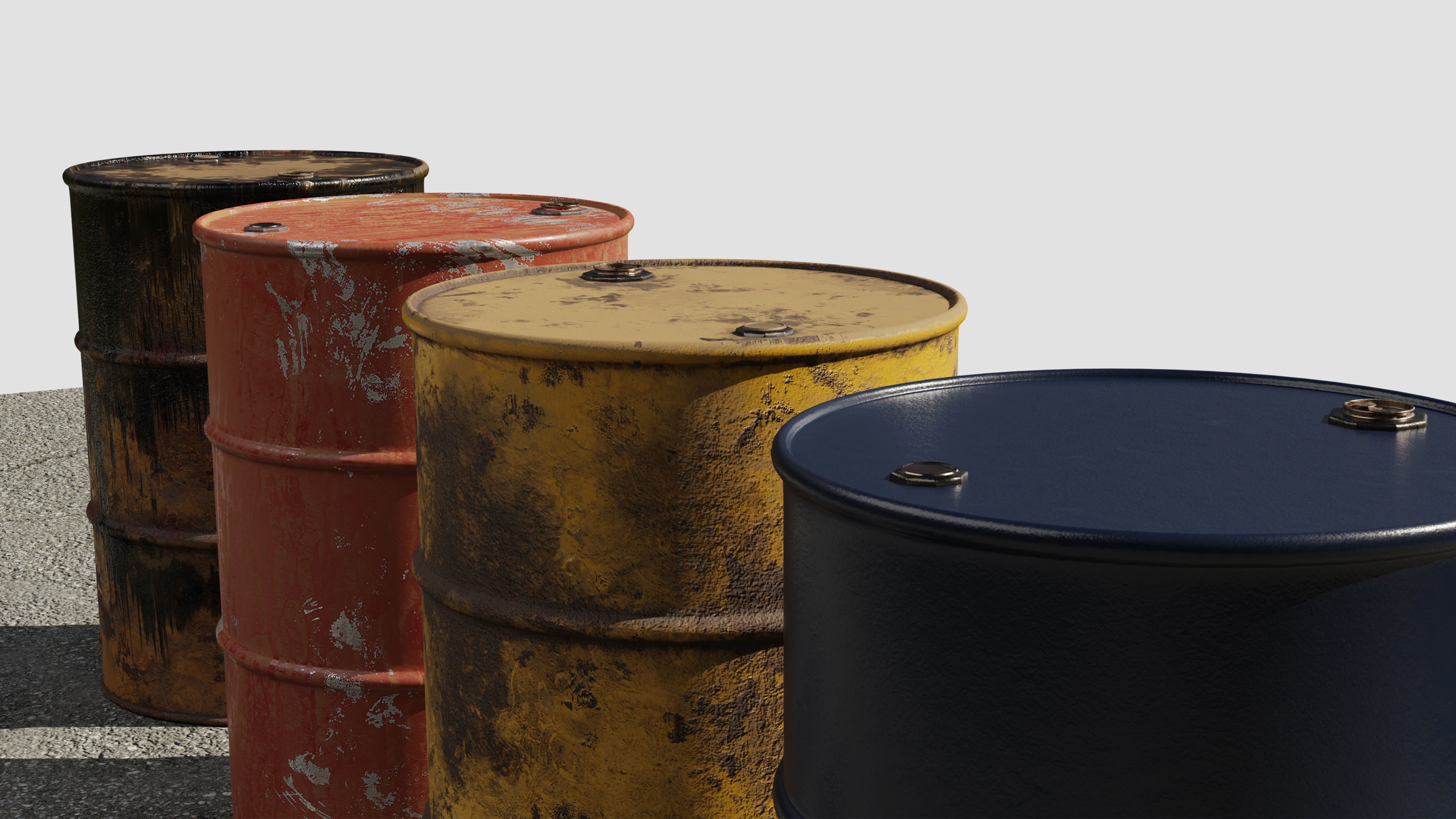 Metal Barrels Pack Low-poly 3D model_4