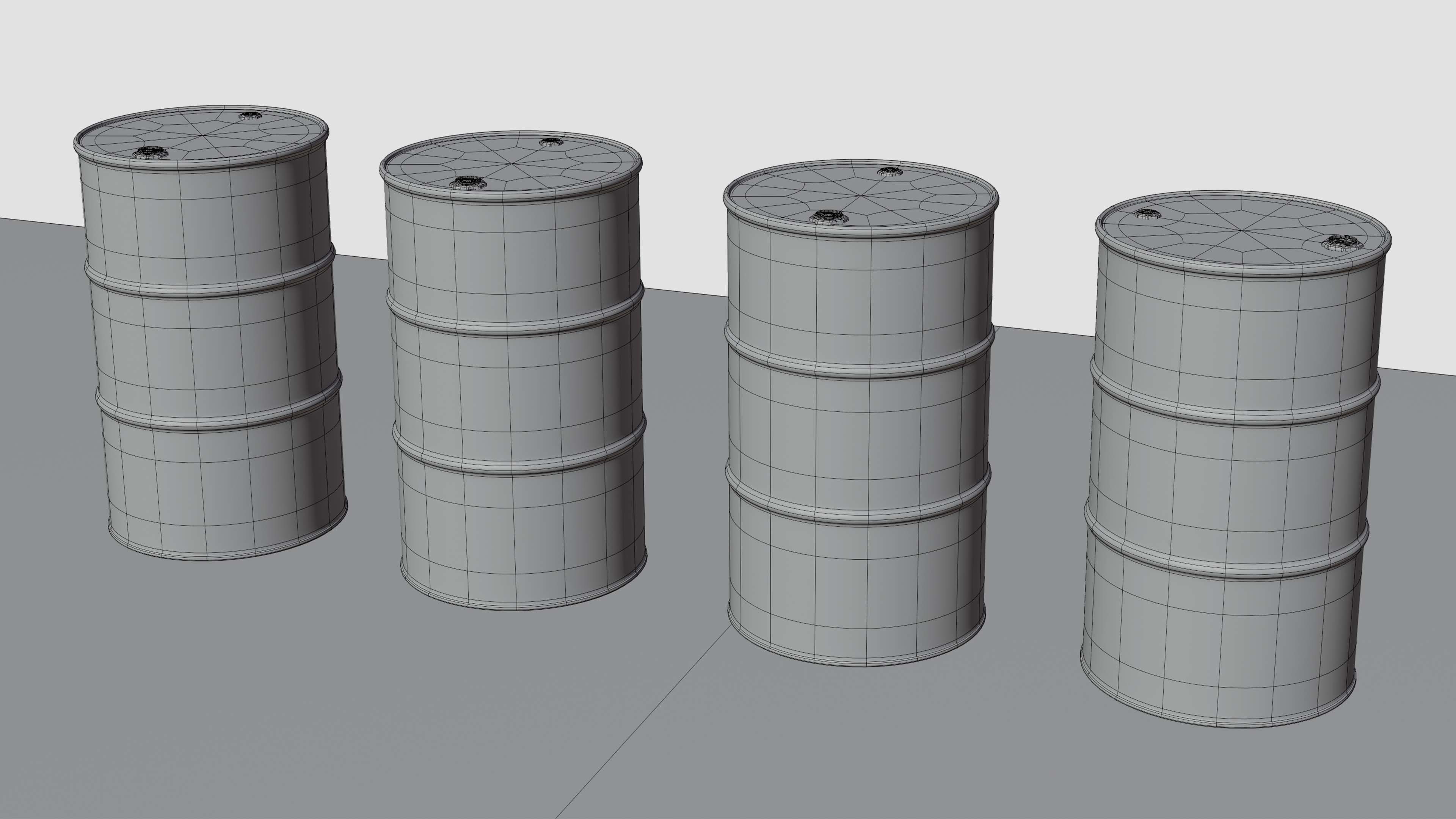 Metal Barrels Pack Low-poly 3D model_6
